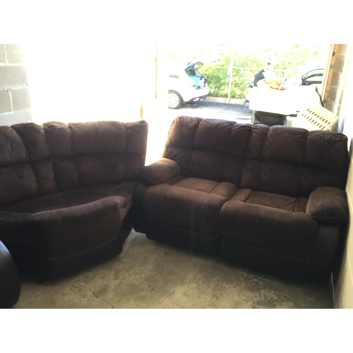 Raymour & Flanigan 3 Piece Reclining Sectional Sofa - AptDeco