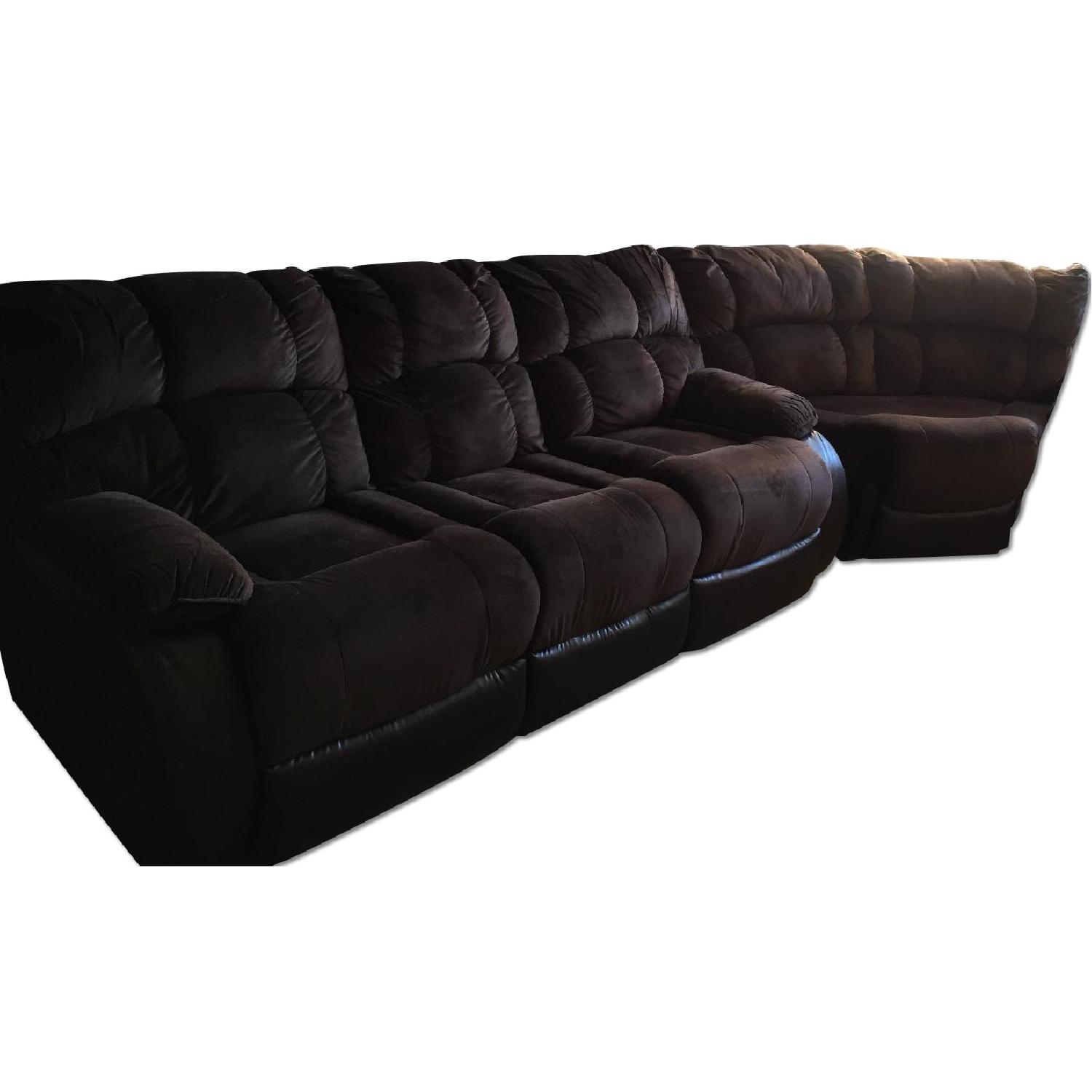 Raymour & Flanigan 3 Piece Reclining Sectional Sofa - AptDeco