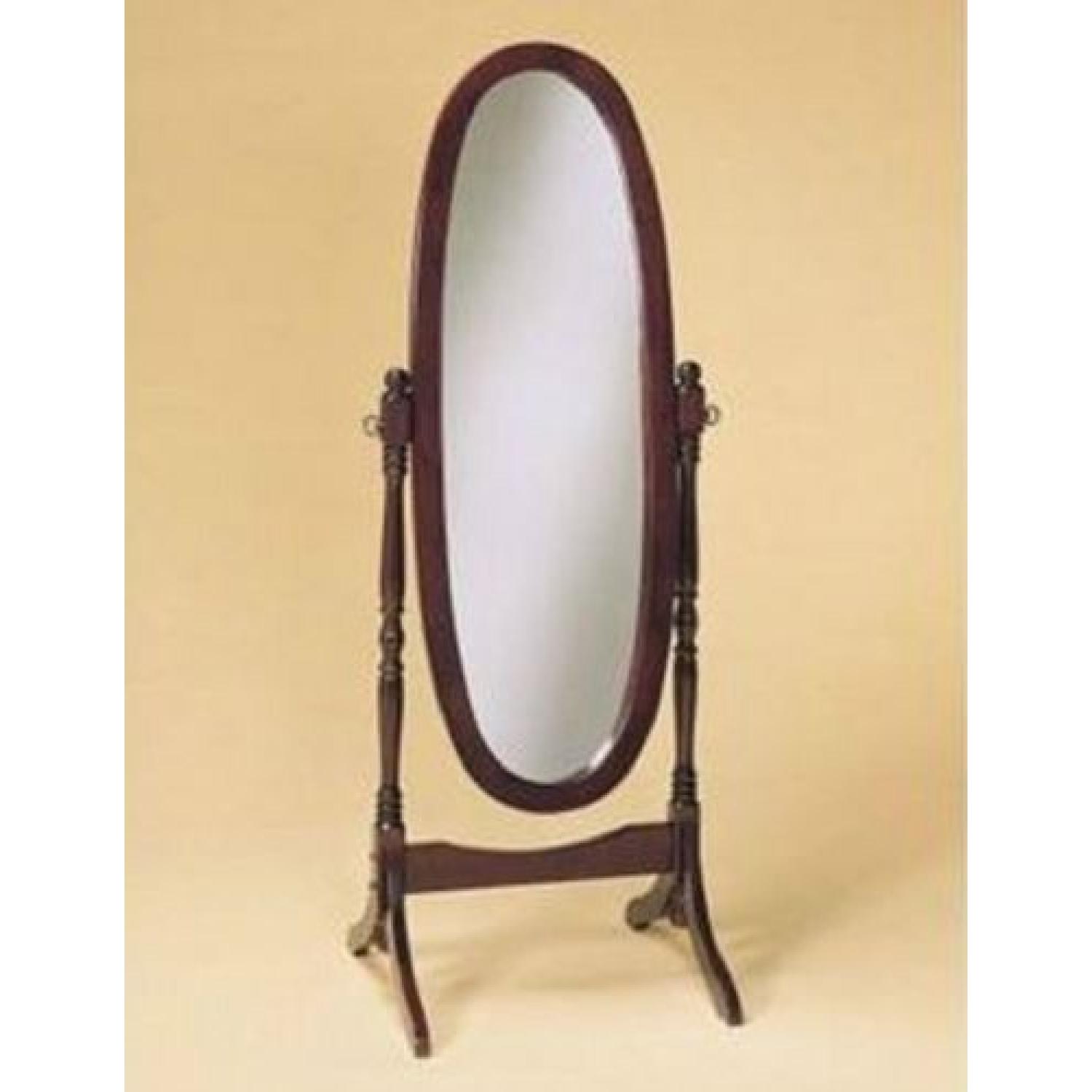 Cherry Wood 360 Swivel Full-Length Oval Mirror - image-2