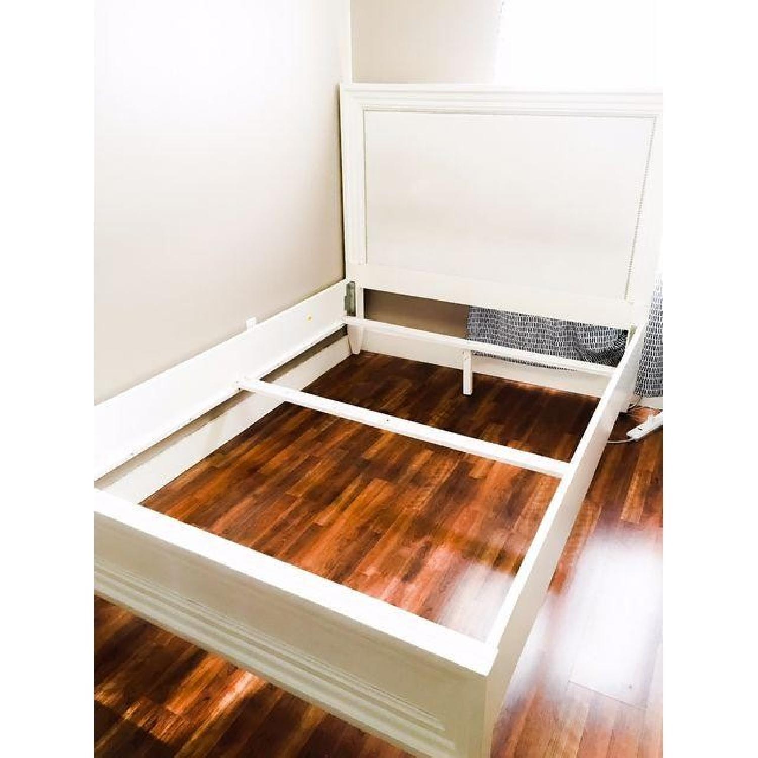 Z Gallerie Lacquered & Velvet Upholstered Queen Bed Frame AptDeco