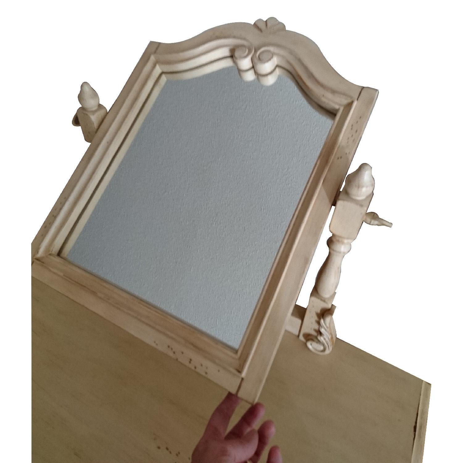 Vintage Bedroom Makeup Vanity Table w/ Swivel Mirror & Stool - image-1