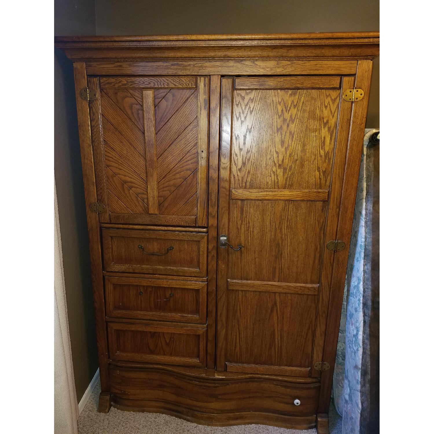 Oak Armoire + Matching Nightstand - image-3