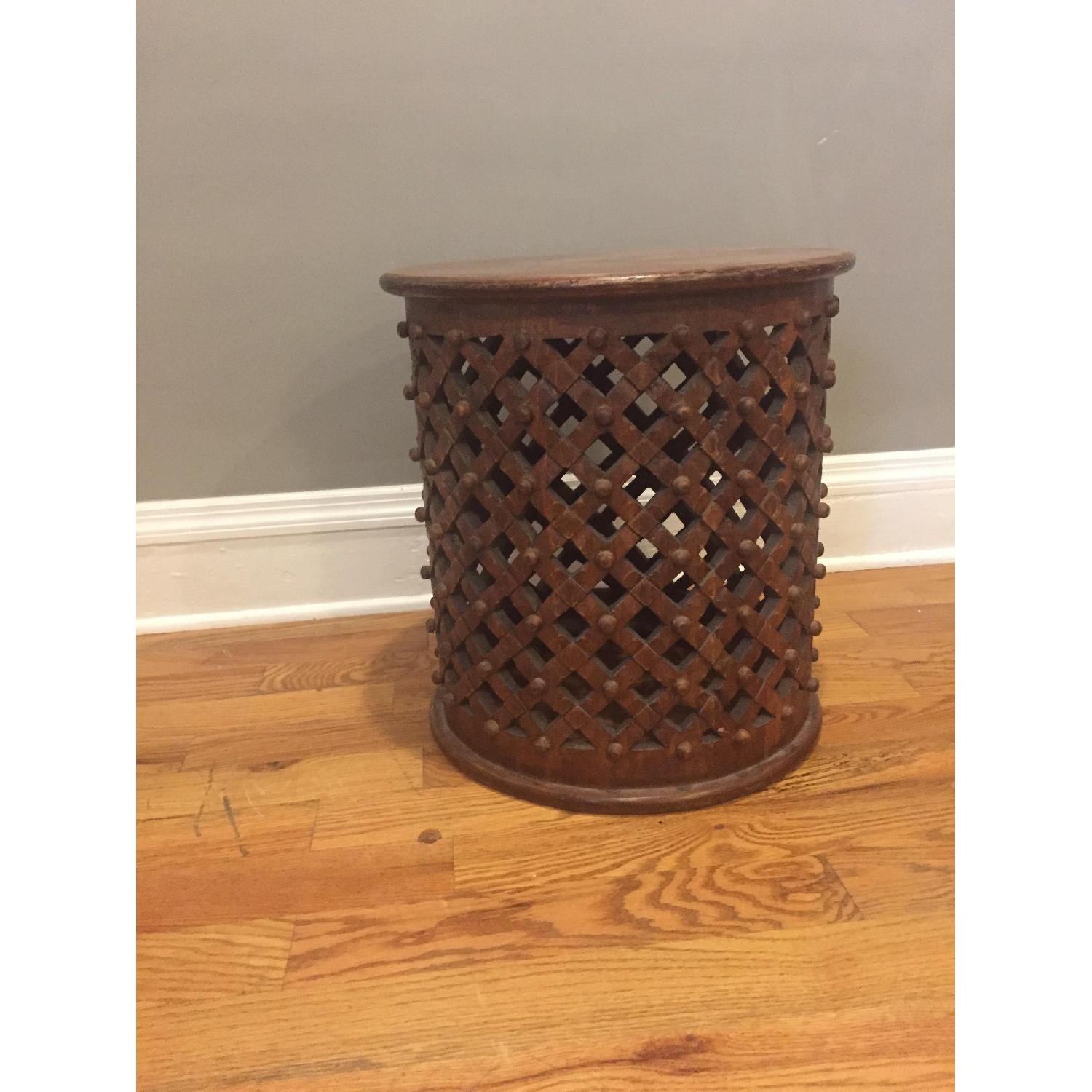 Ballard Designs Round Carved Wood Side Table - image-1