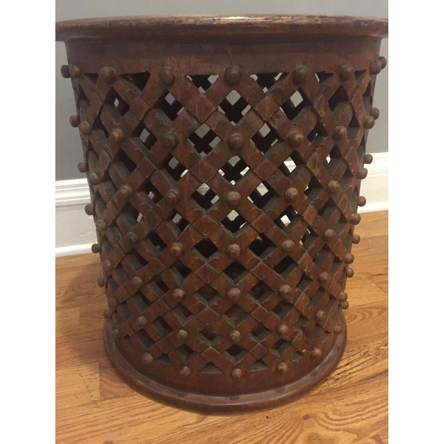 Ballard Designs Round Carved Wood Side Table - image-2