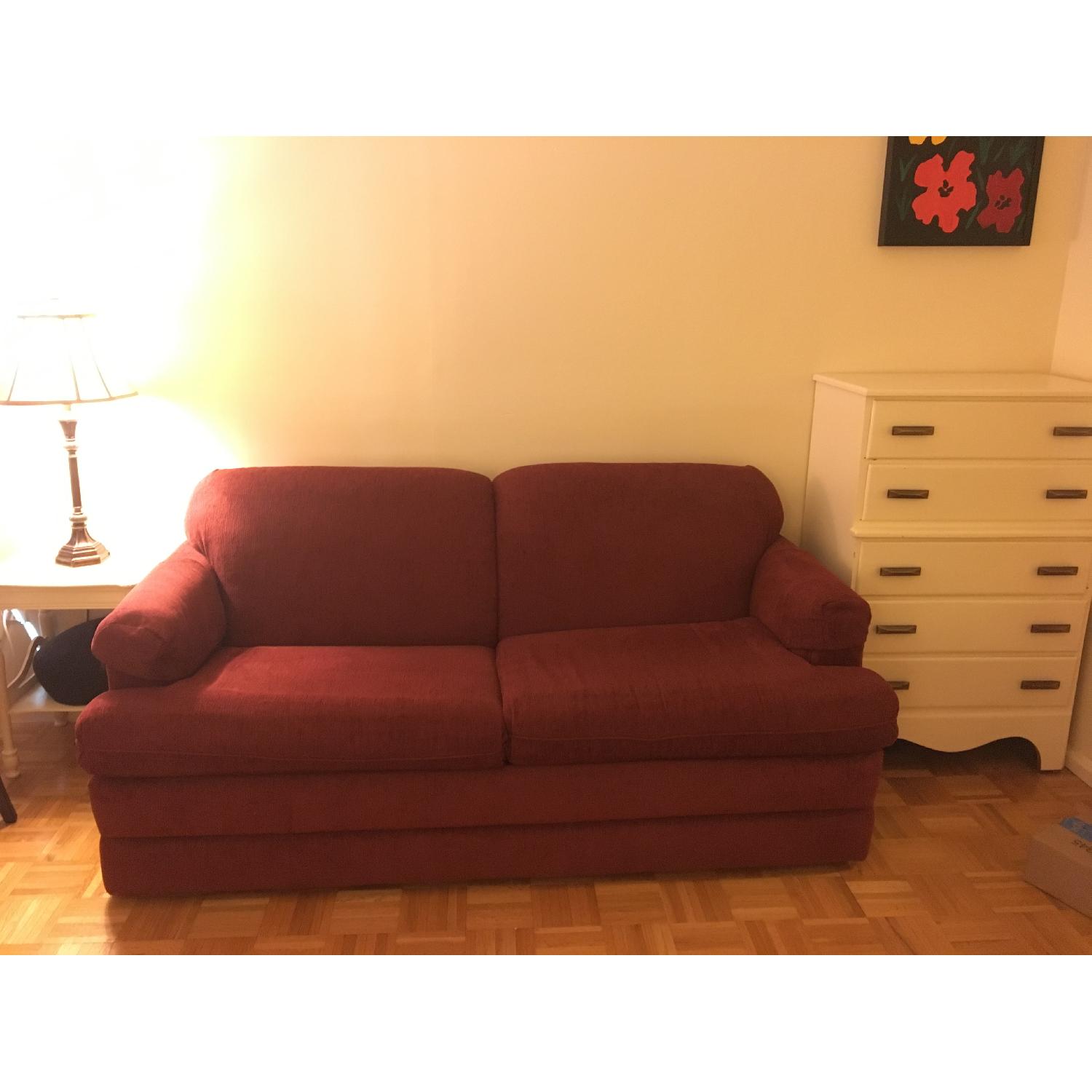 La-Z-Boy Merlot Red Full Sleeper Sofa - image-1