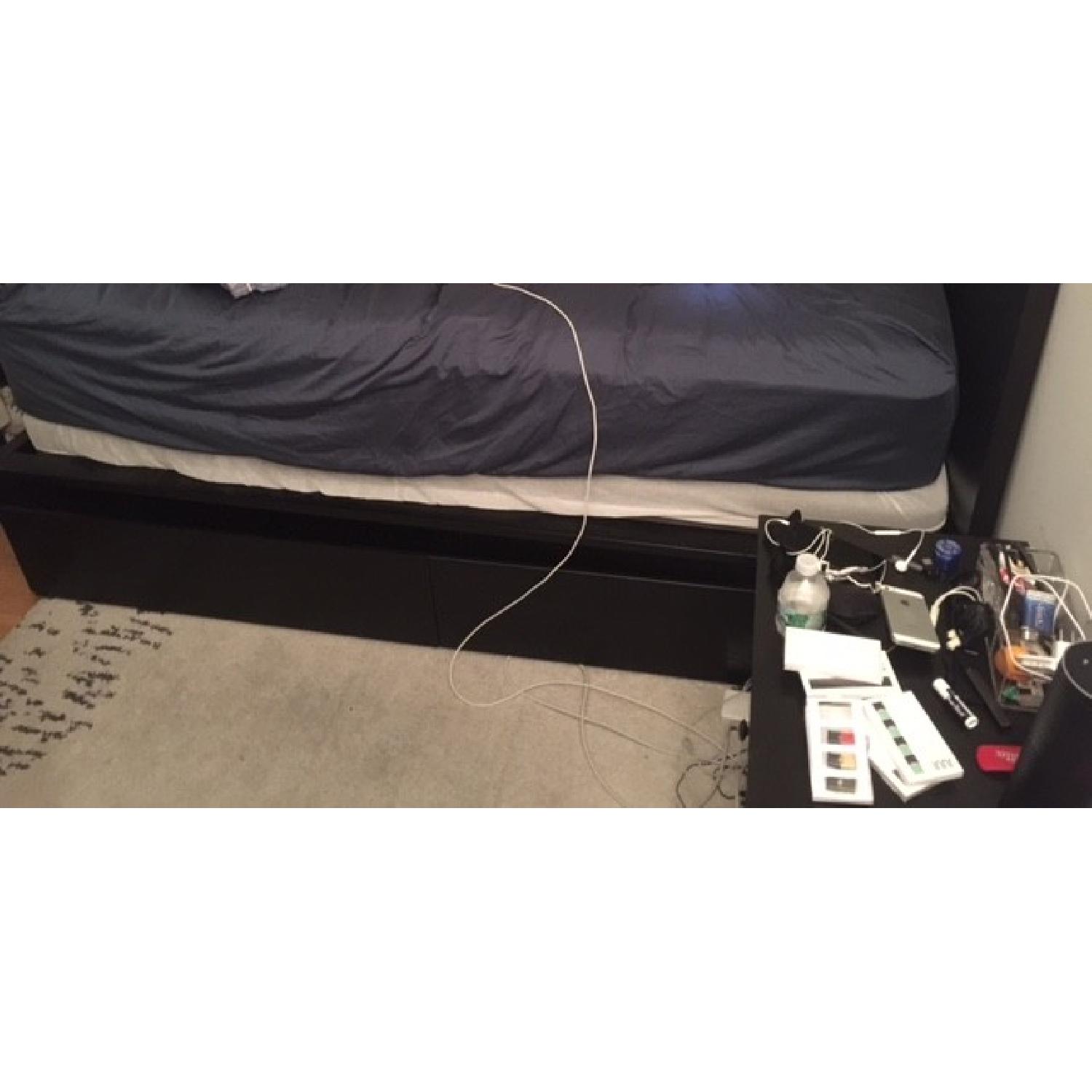 Ikea Malm Queen Size High Bed Frame/ 2 Storage Boxes - image-1