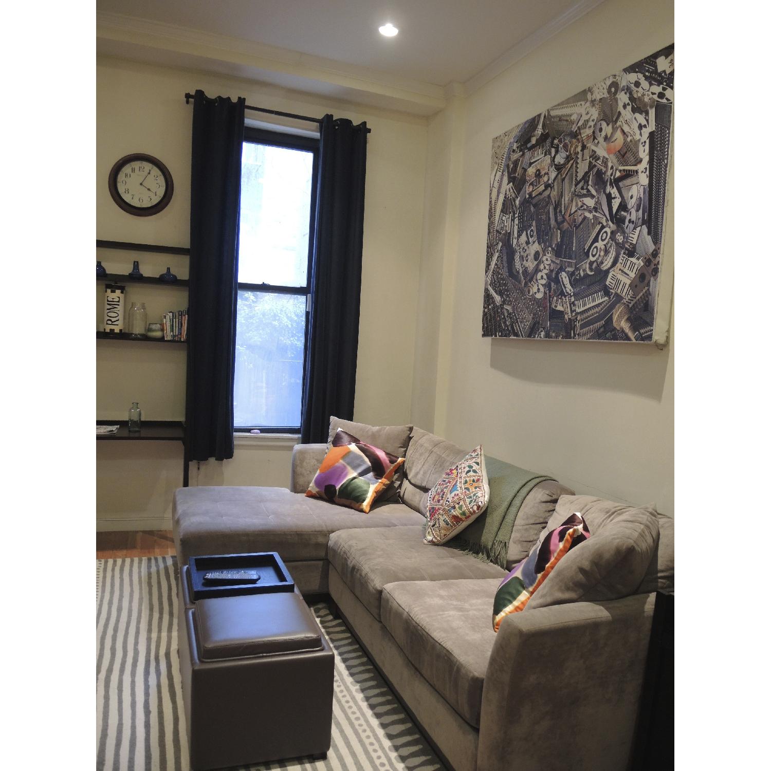 Macy's Grey Microfiber Chaise Sectional - image-1