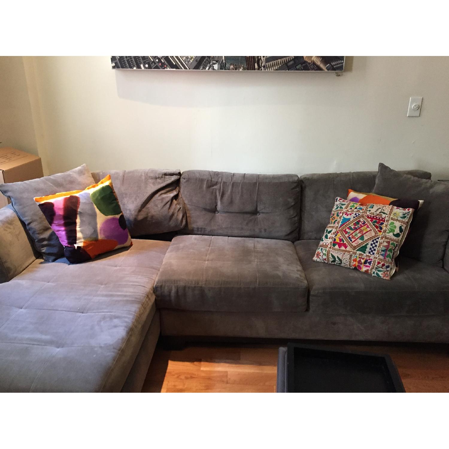 Macy's Grey Microfiber Chaise Sectional - image-2