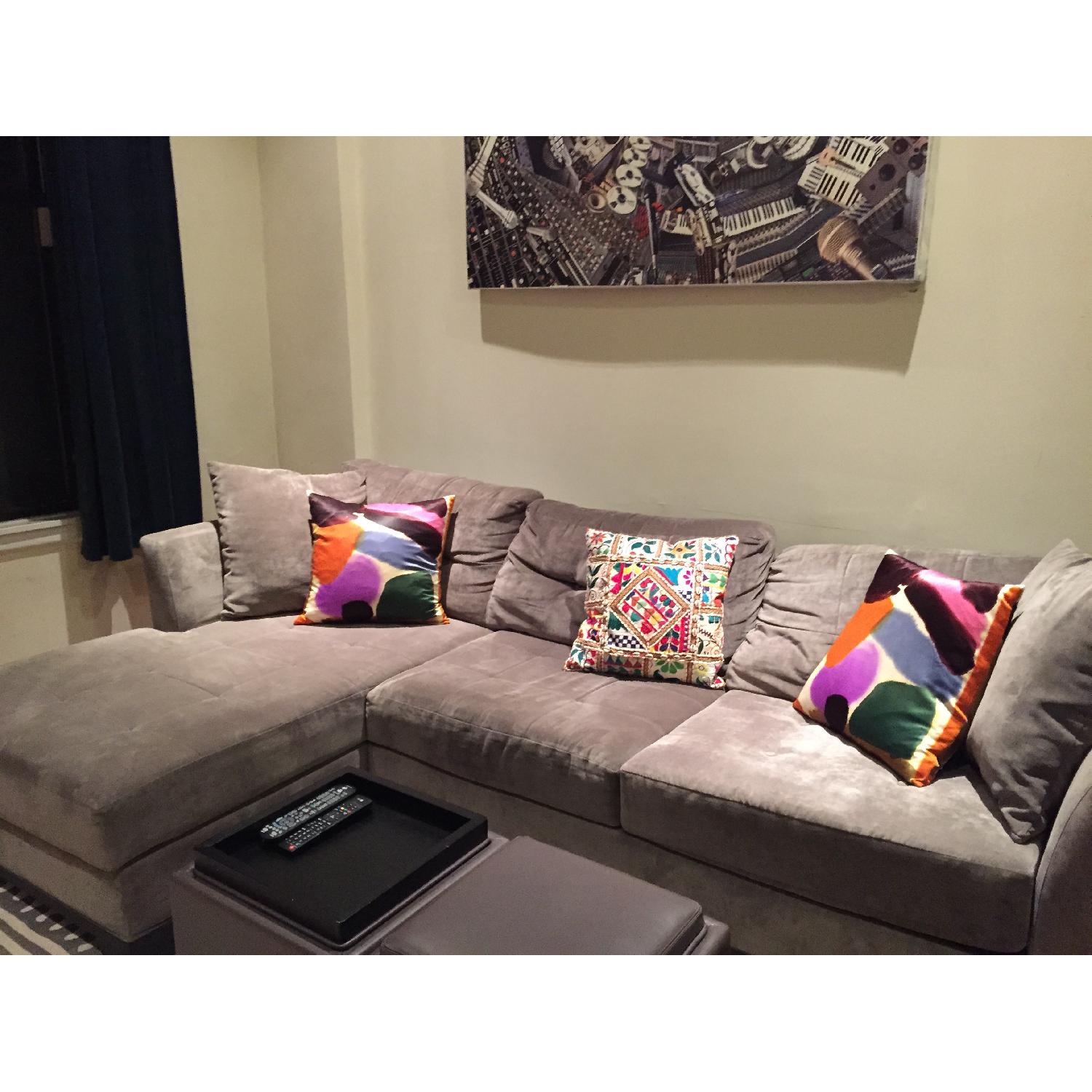 Macy's Grey Microfiber Chaise Sectional - image-3