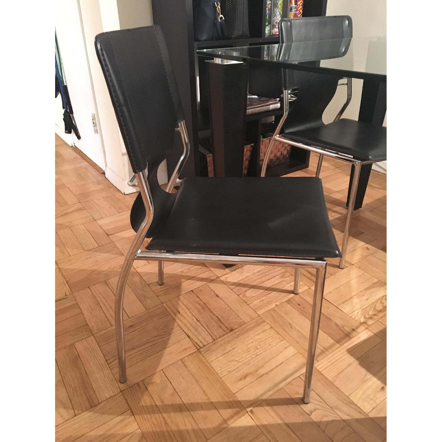 Glass Top Dining Table w/ 4 Leather Chairs - image-2