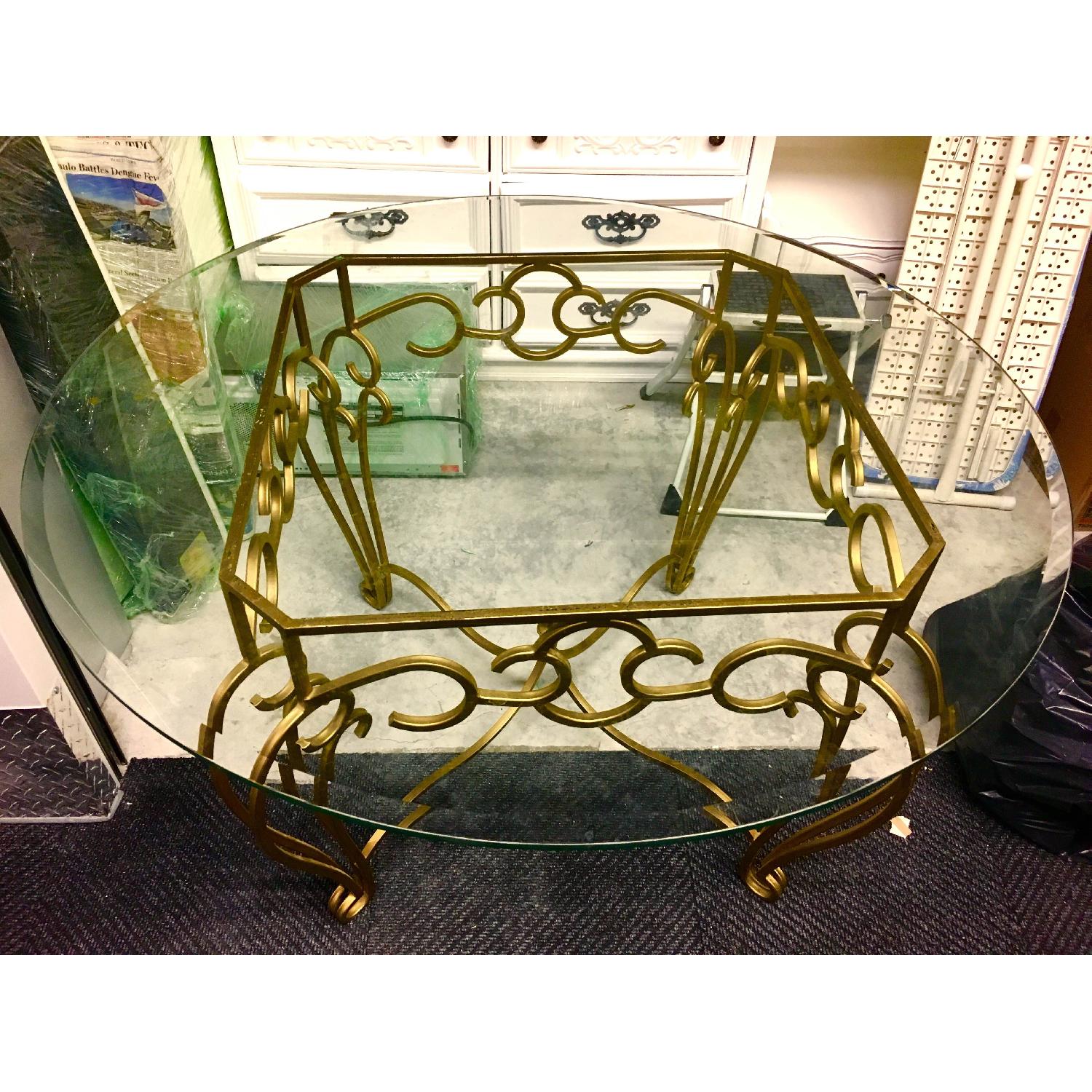 Vintage Glass Dining Table w/ 4 Chairs AptDeco