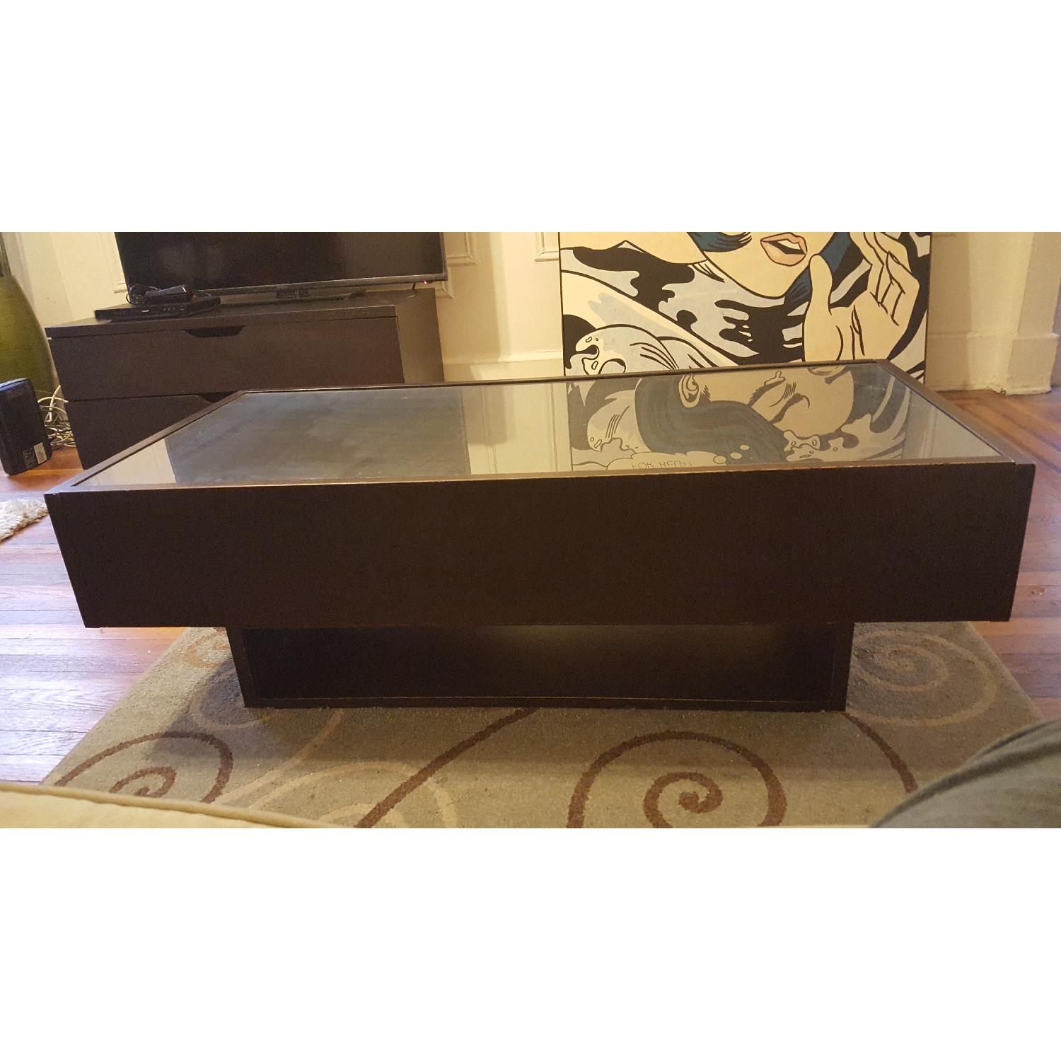 Ikea Dark Brown Coffee Table w/ 2 Drawers - image-1