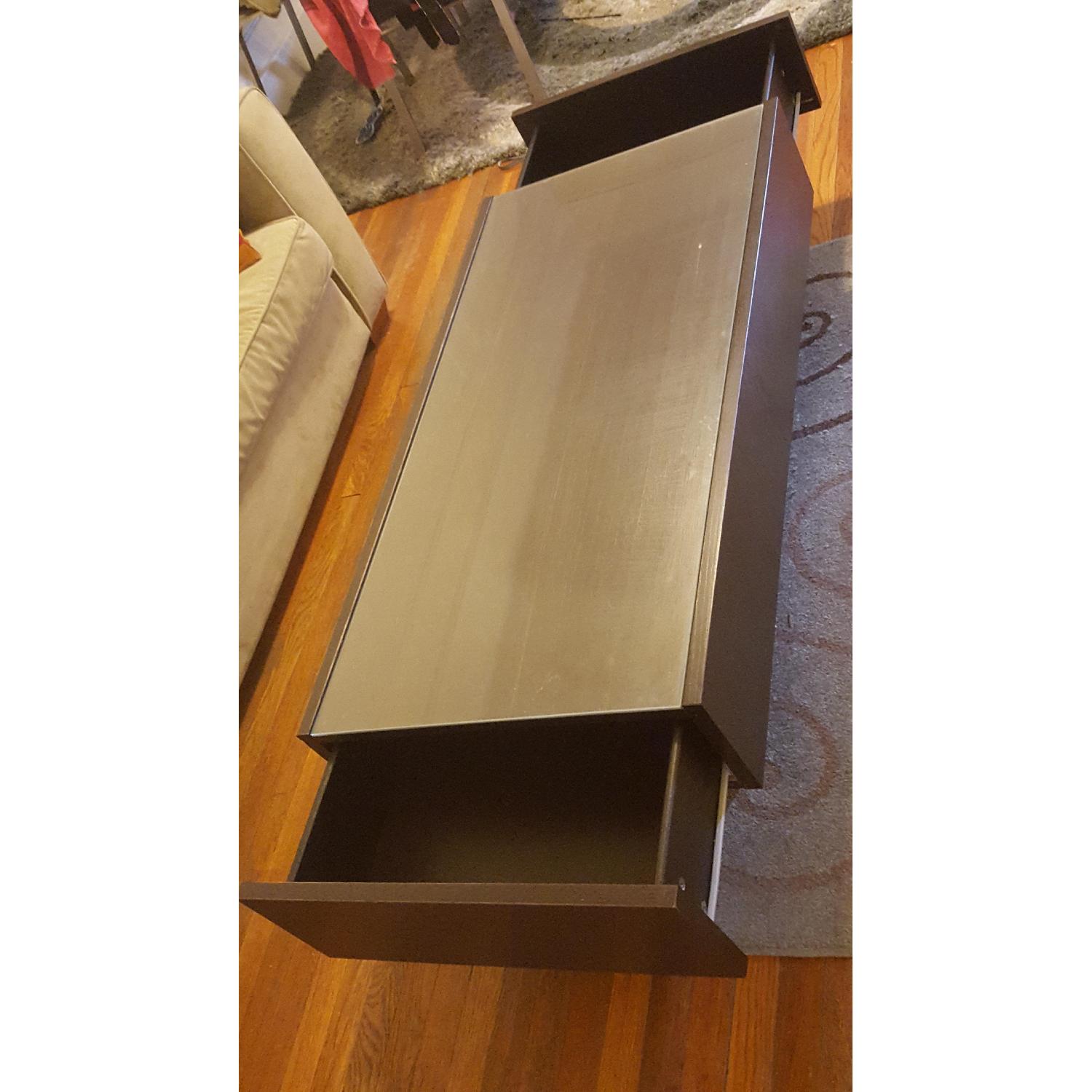Ikea Dark Brown Coffee Table w/ 2 Drawers - image-2