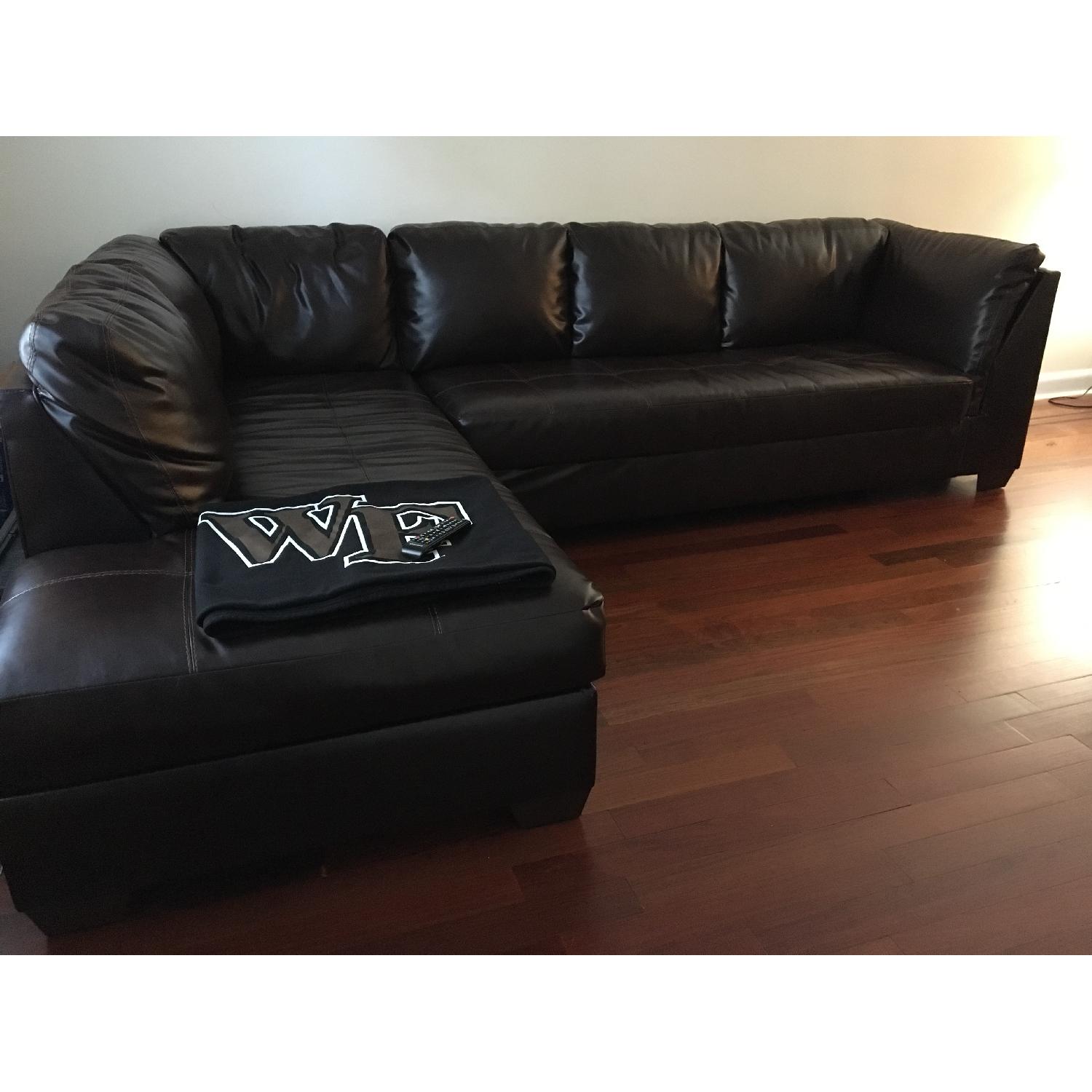 Leather Sectional Couch w/ Chaise - image-1