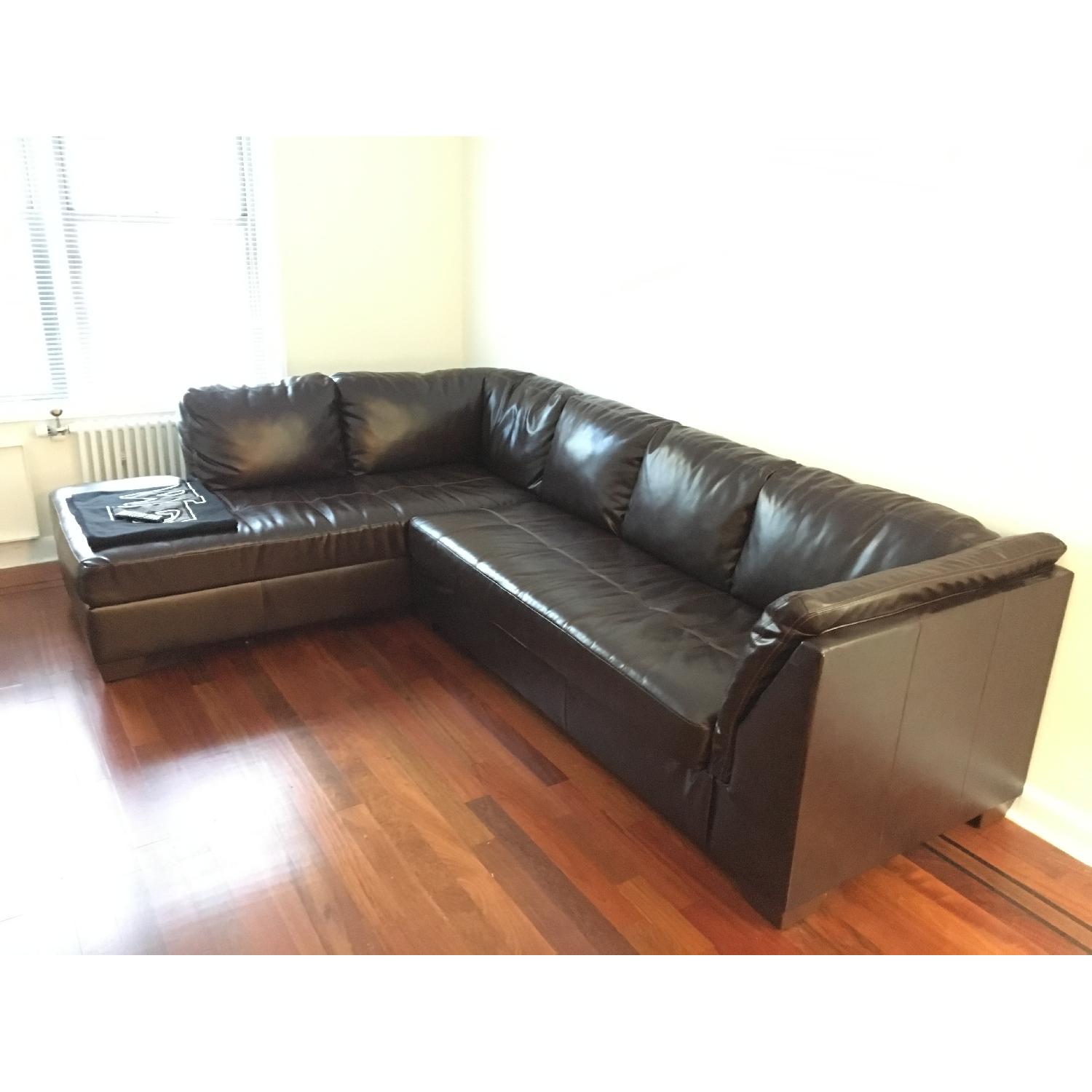 Leather Sectional Couch w/ Chaise - image-2