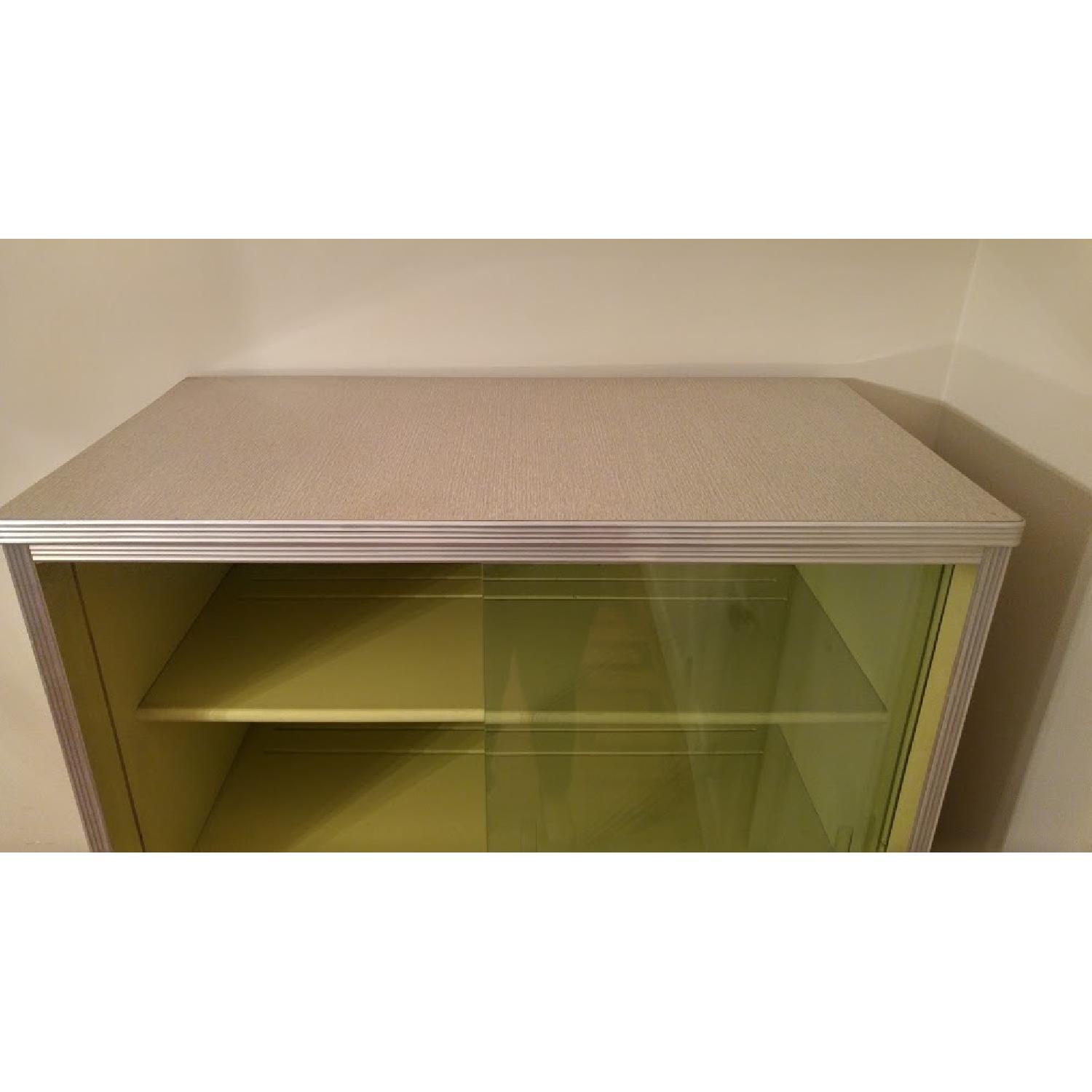 1970's Avocado Green China Cabinet w/ Sliding Glass - image-3