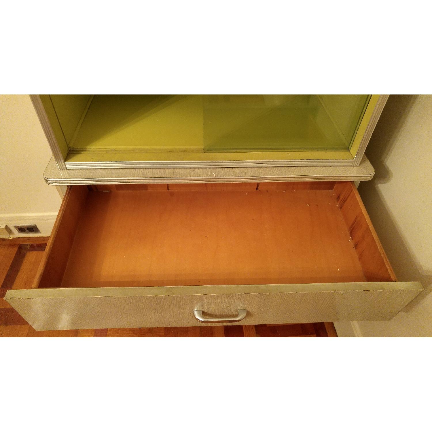 1970's Avocado Green China Cabinet w/ Sliding Glass - image-5