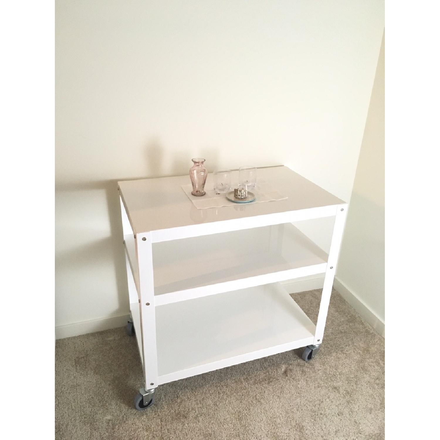 CB2 Go-Cart Rolling Cart in White - image-9