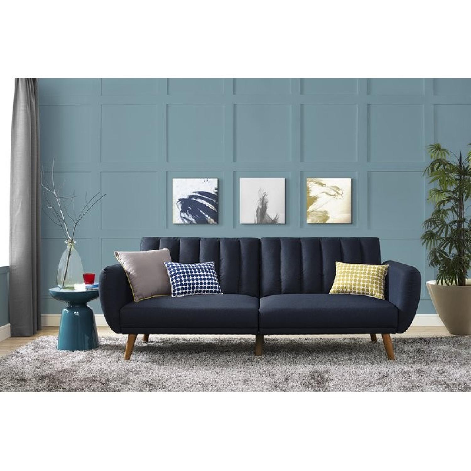 Novogratz Brittany Sofa Futon in Navy Linen - image-1