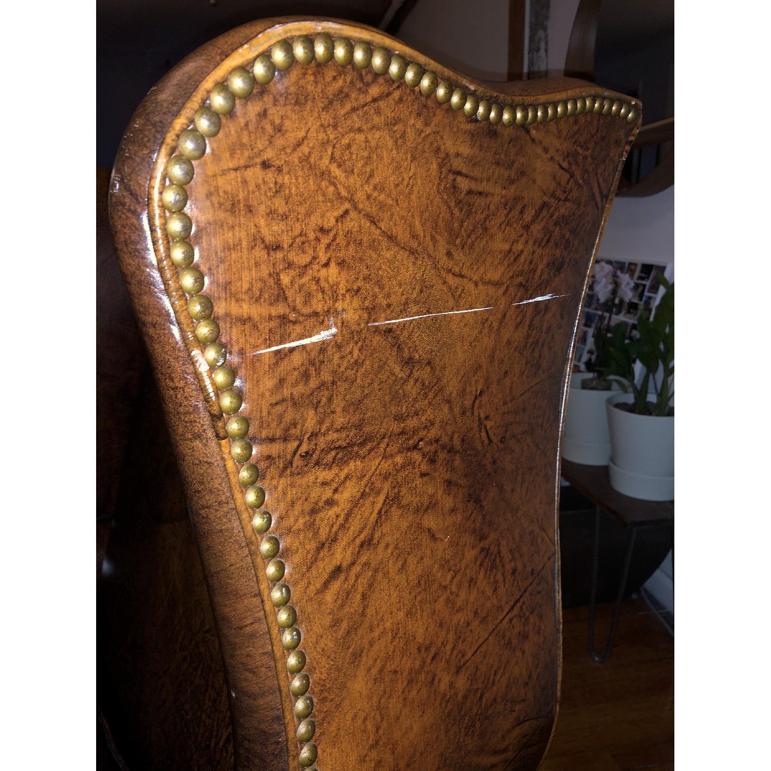 Schafer Bros Wing Back Brown Leather Chair w/ Nailhead - image-3