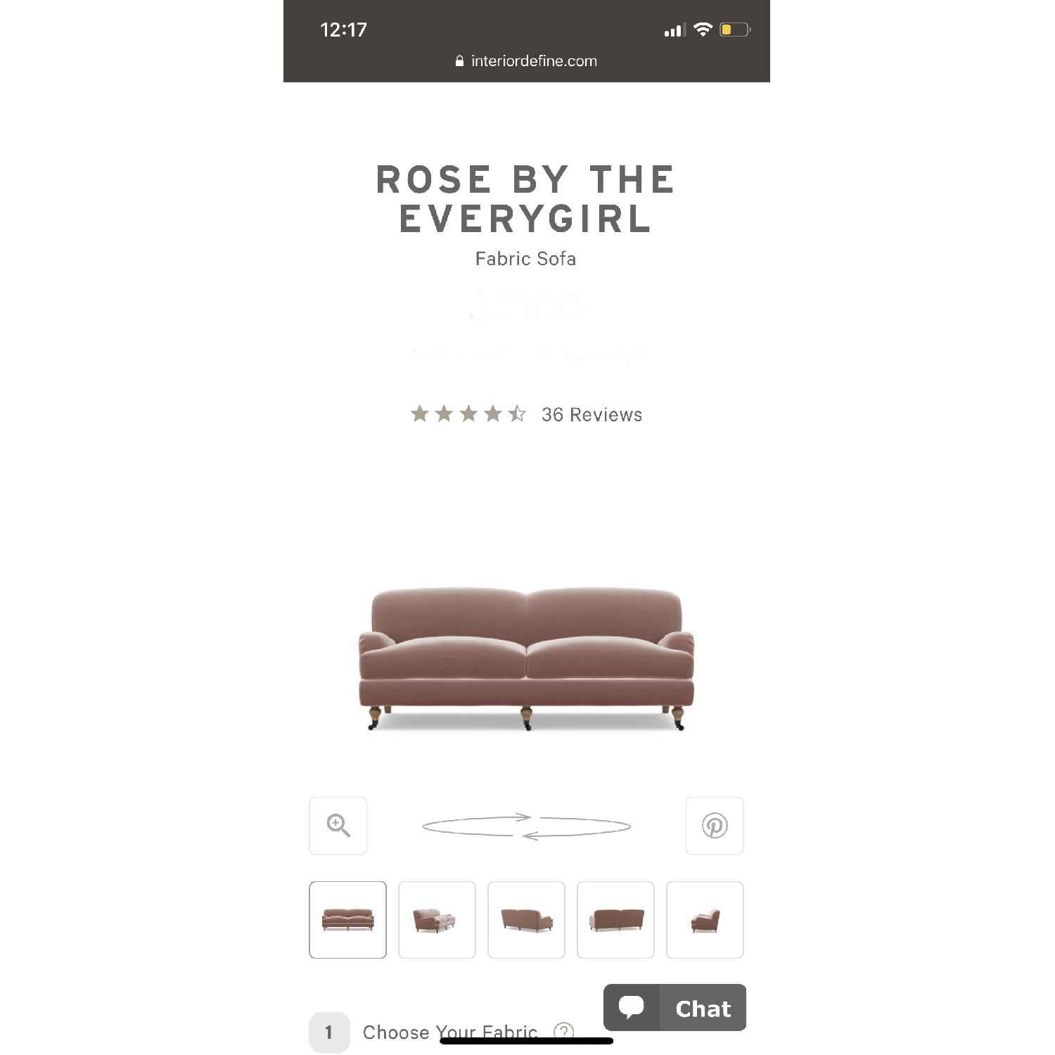 Interior Define Blush Mod Velvet Rose by Everygirl Sofa - image-1