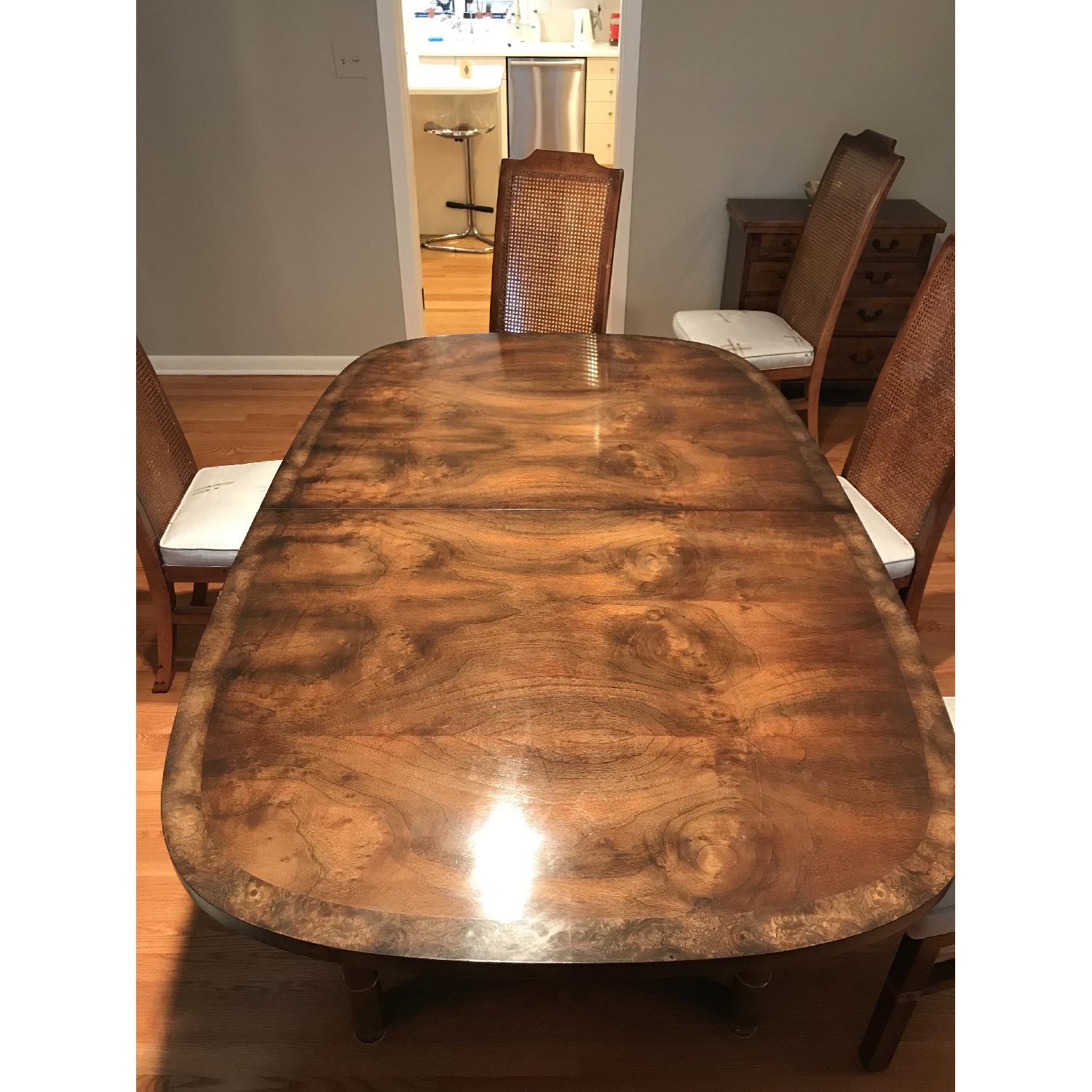 Mastercraft Amboyna Burl Wood Brass 7-Piece Dining Set