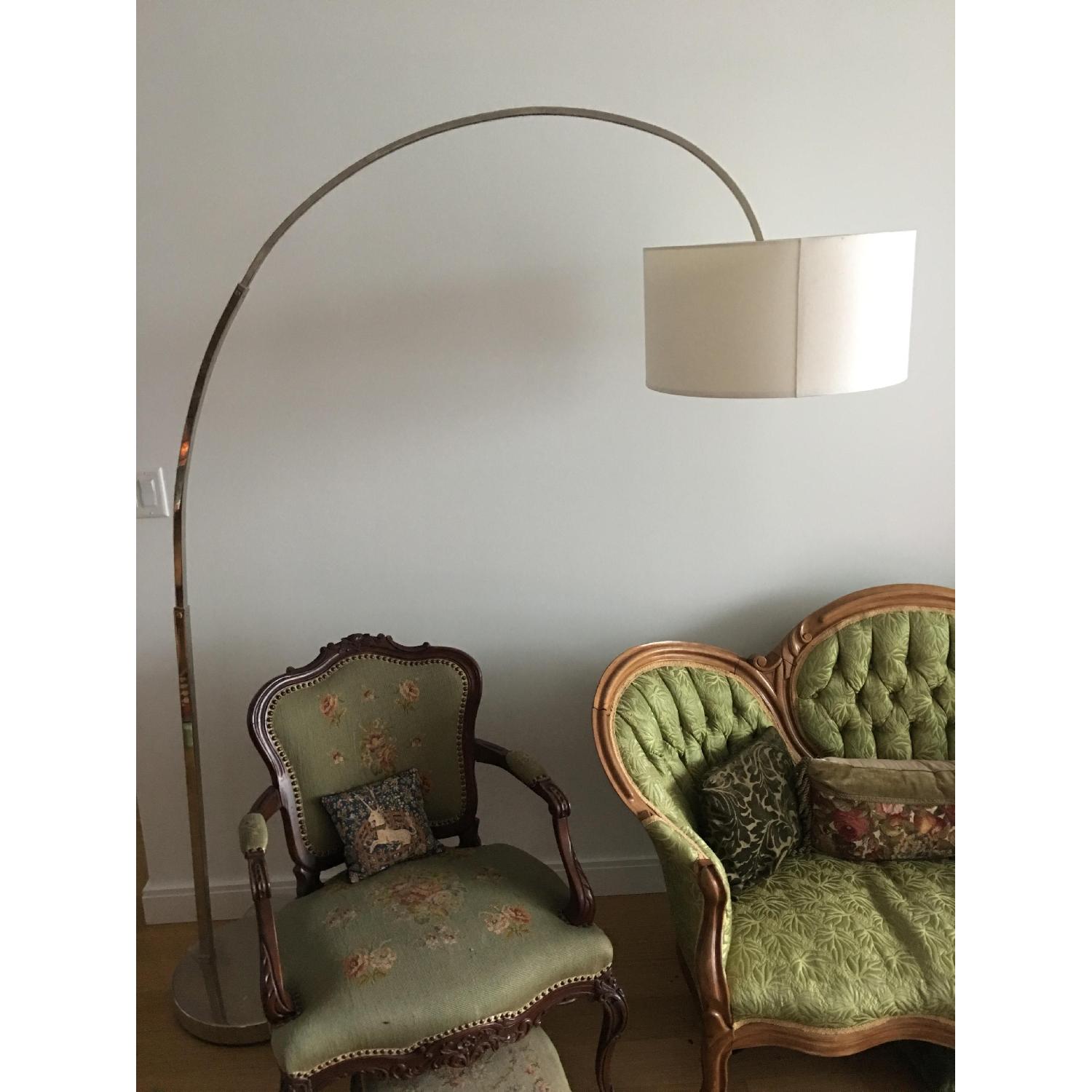 West Elm Overarching Linen Shade Floor Lamp - image-1