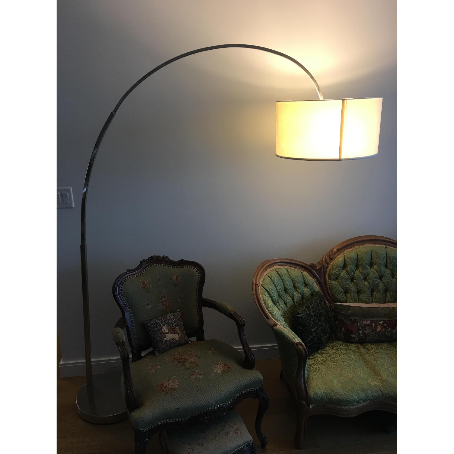 West Elm Overarching Linen Shade Floor Lamp - image-2