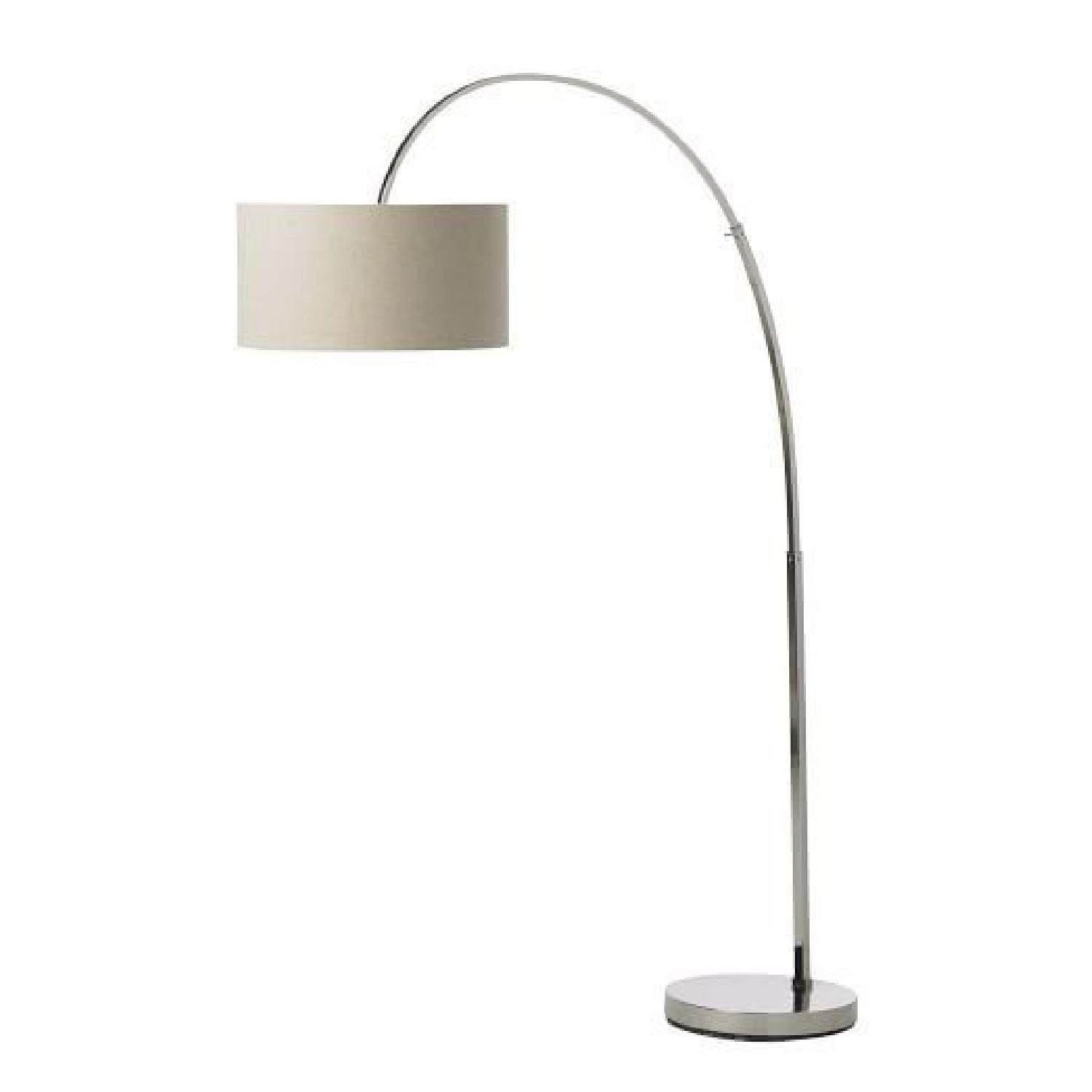 West Elm Overarching Linen Shade Floor Lamp - image-0