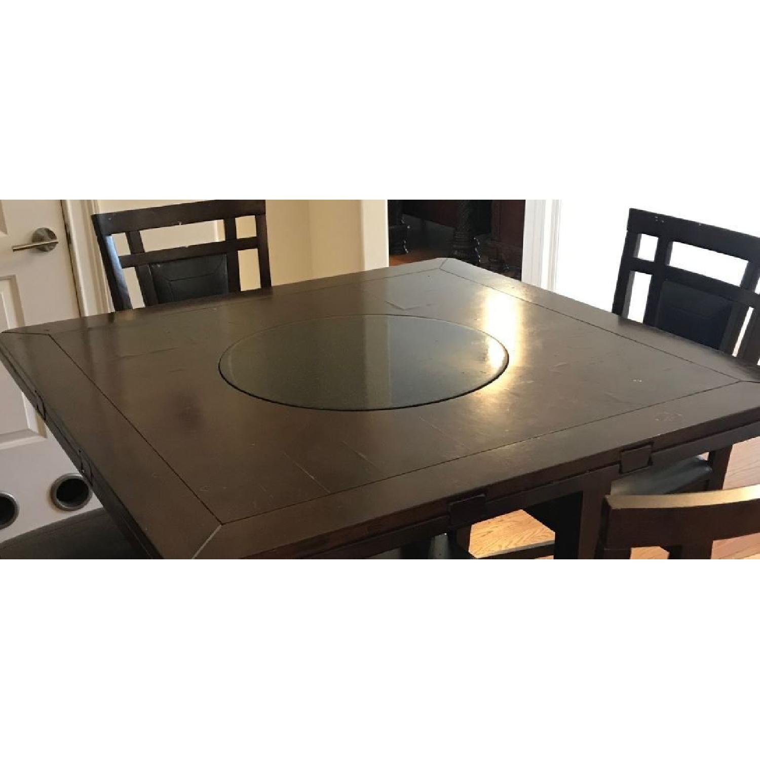 Raymour & Flanigan Dining Table w/ Lazy Susan & 4 Stools - image-3