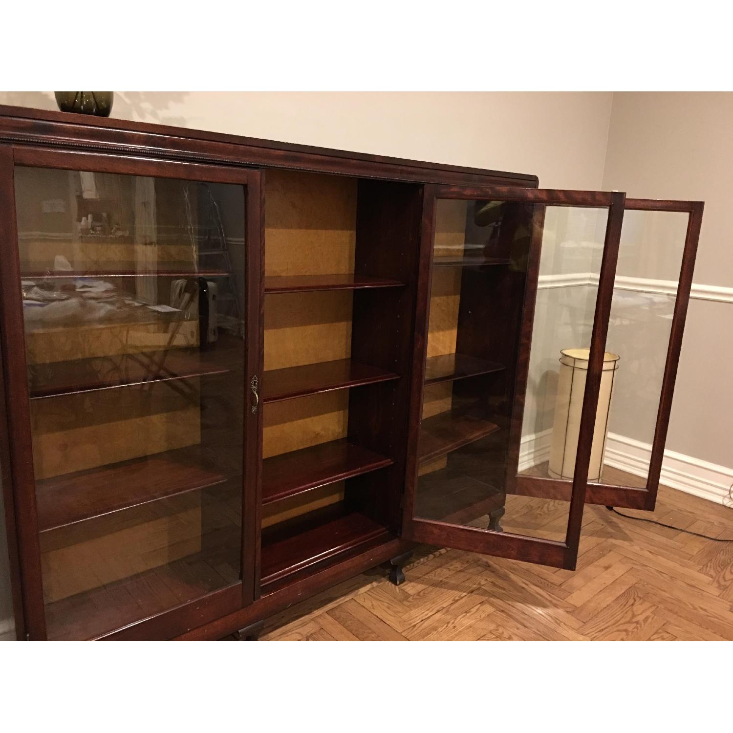 Antique Mahogany Glass-Front Bookcase/Cabinet - image-1