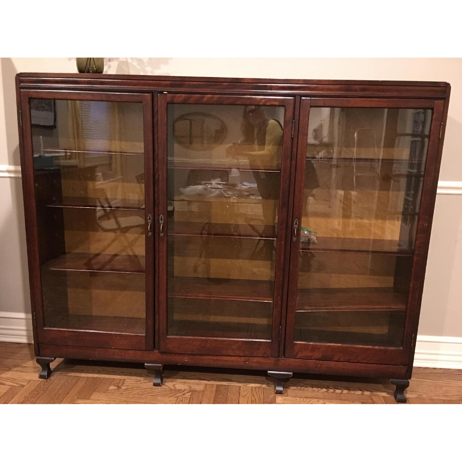 Antique Mahogany Glass-Front Bookcase/Cabinet - image-2