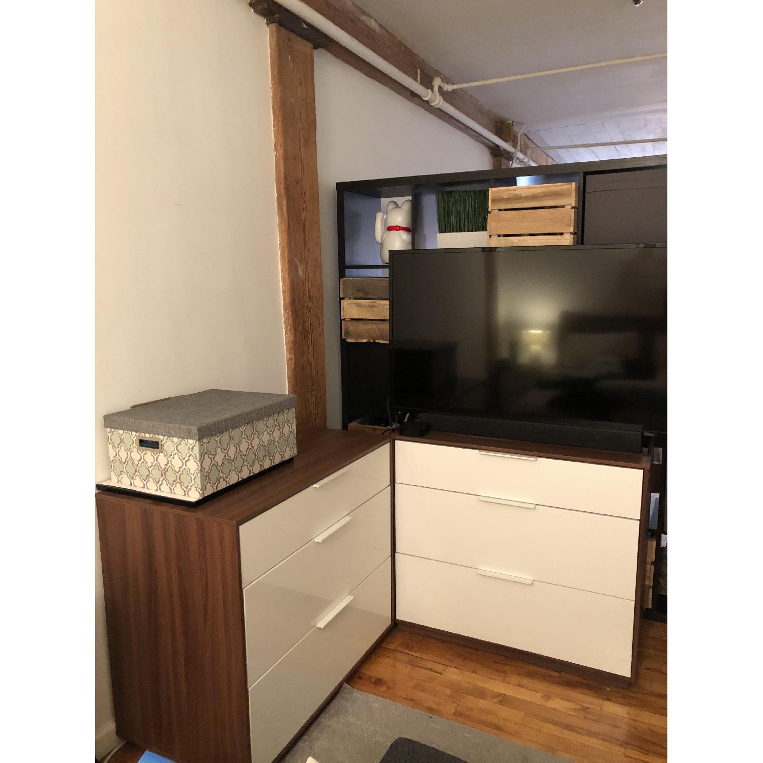 Ikea Nyvoll 3-Drawer Chests in Walnut Veneer - image-1