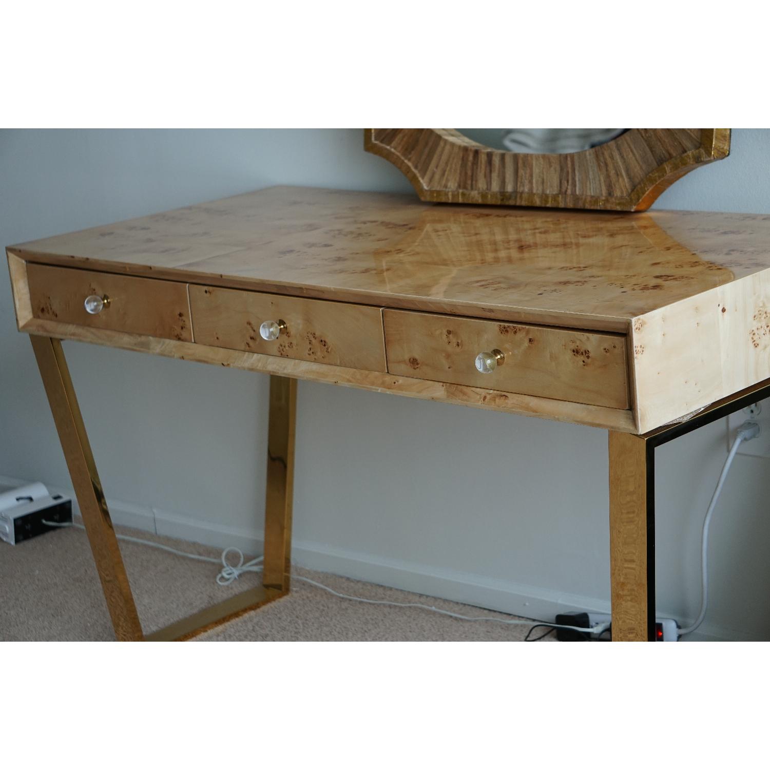 Worlds Away Patton Burl Wood w/ Brass Desk - image-2