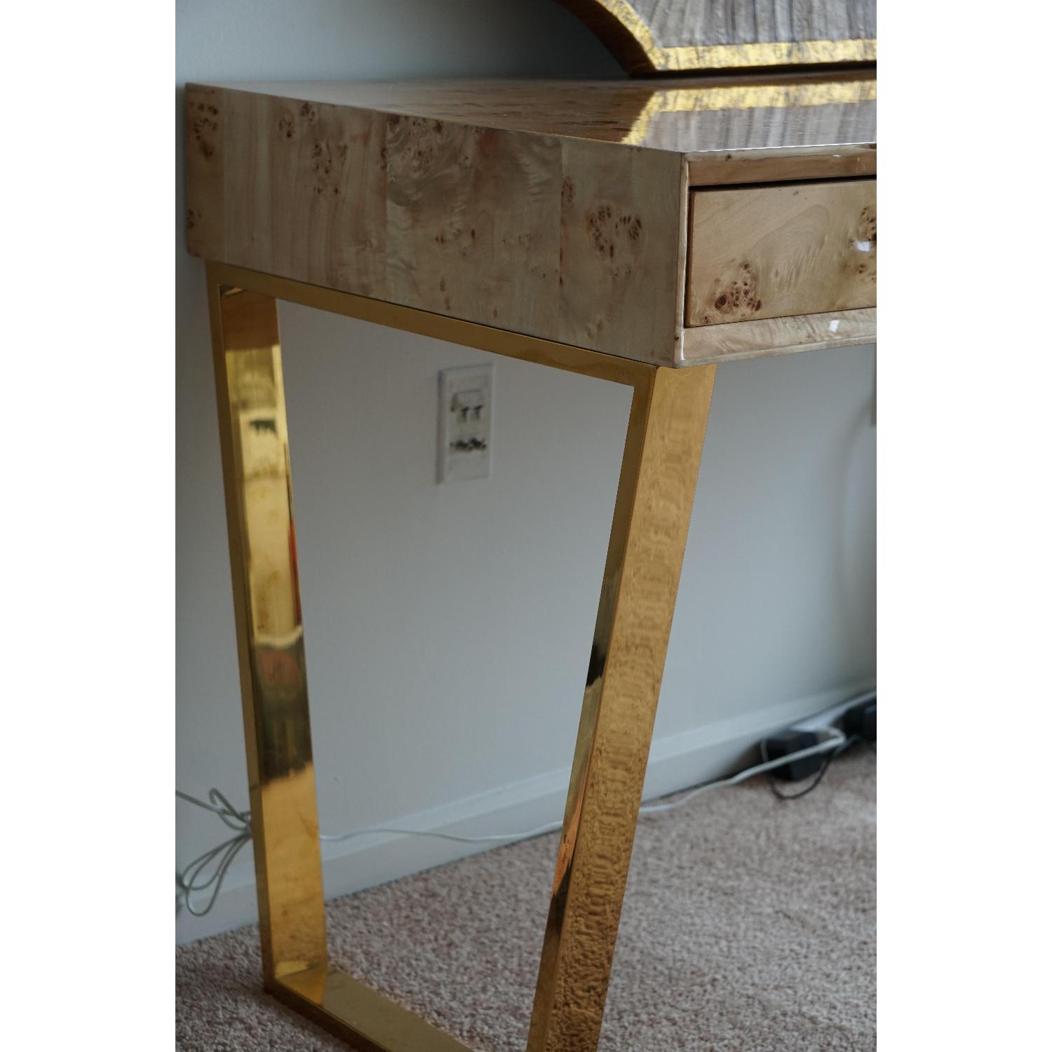 Worlds Away Patton Burl Wood w/ Brass Desk - image-3