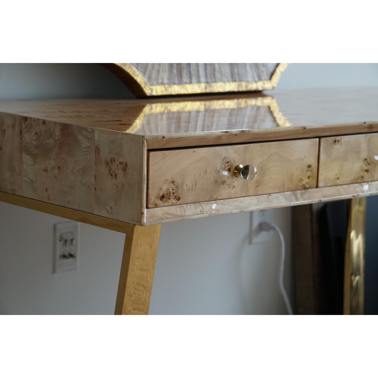 Worlds Away Patton Burl Wood w/ Brass Desk - image-4