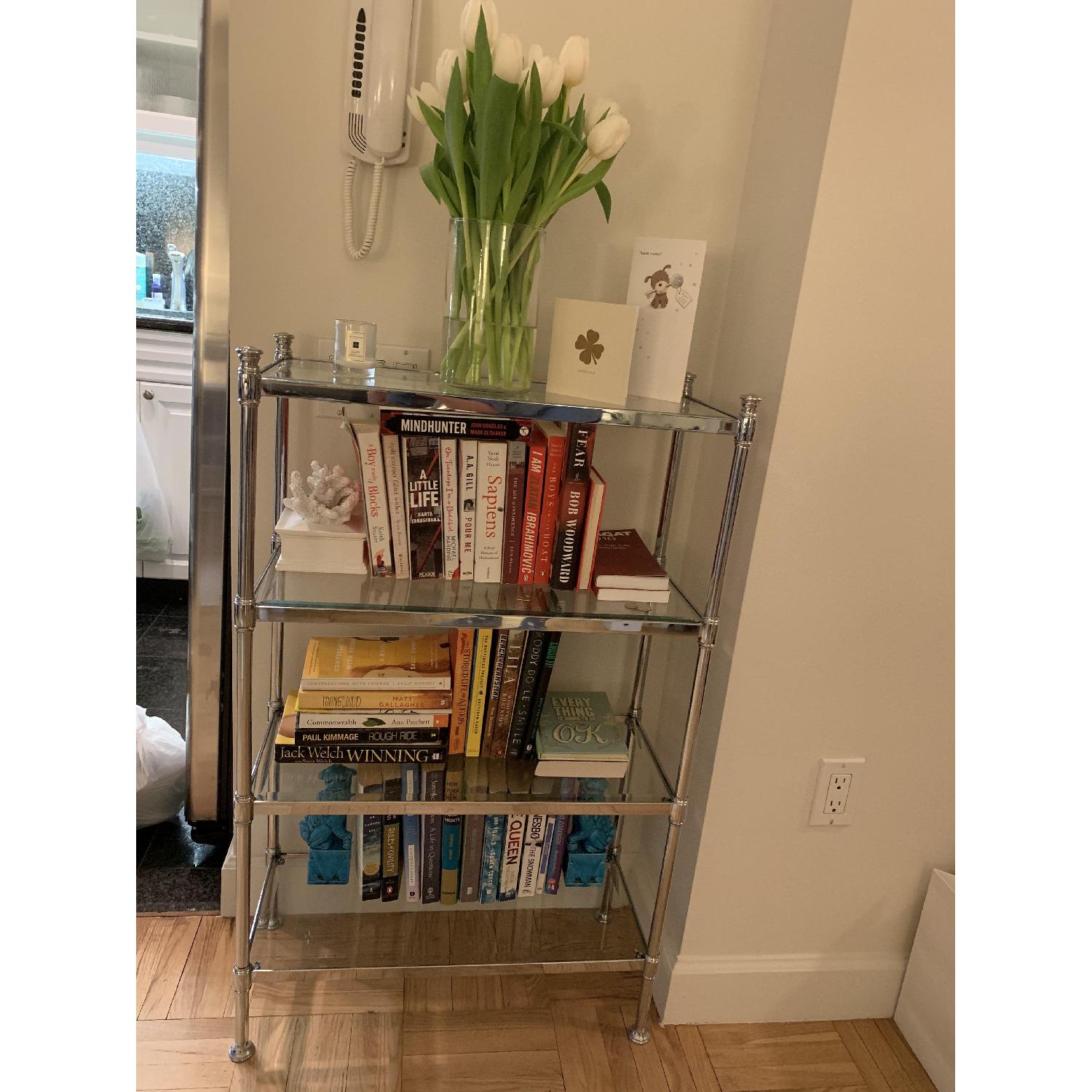 Restoration Hardware Newbury Etagere Chrome & Glass Shelving - image-1