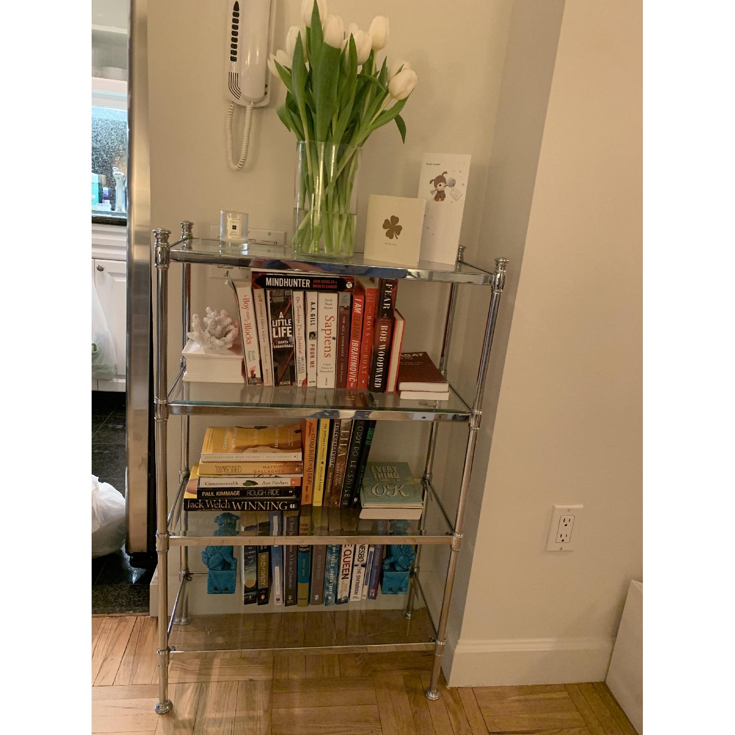 Restoration Hardware Newbury Etagere Chrome & Glass Shelving - image-2