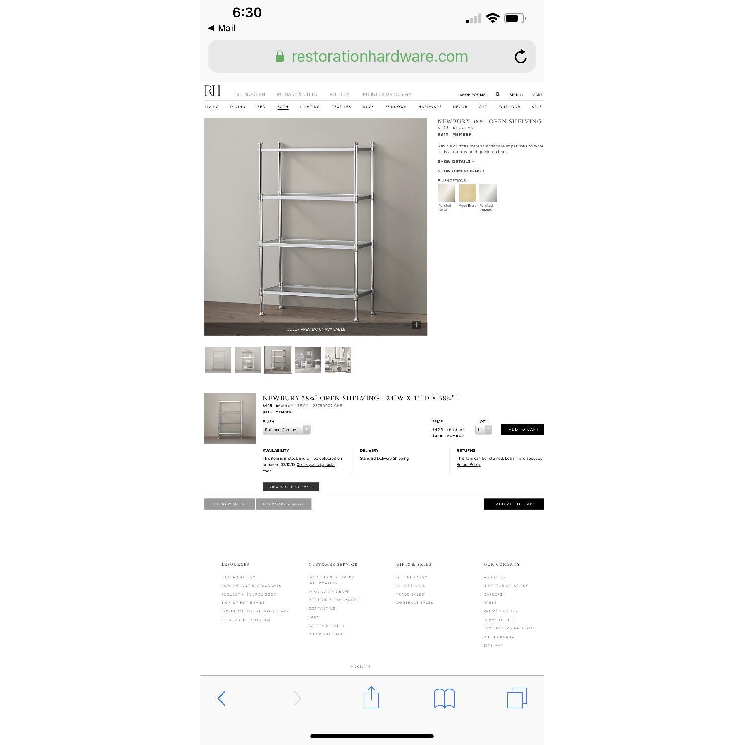 Restoration Hardware Newbury Etagere Chrome & Glass Shelving - image-3
