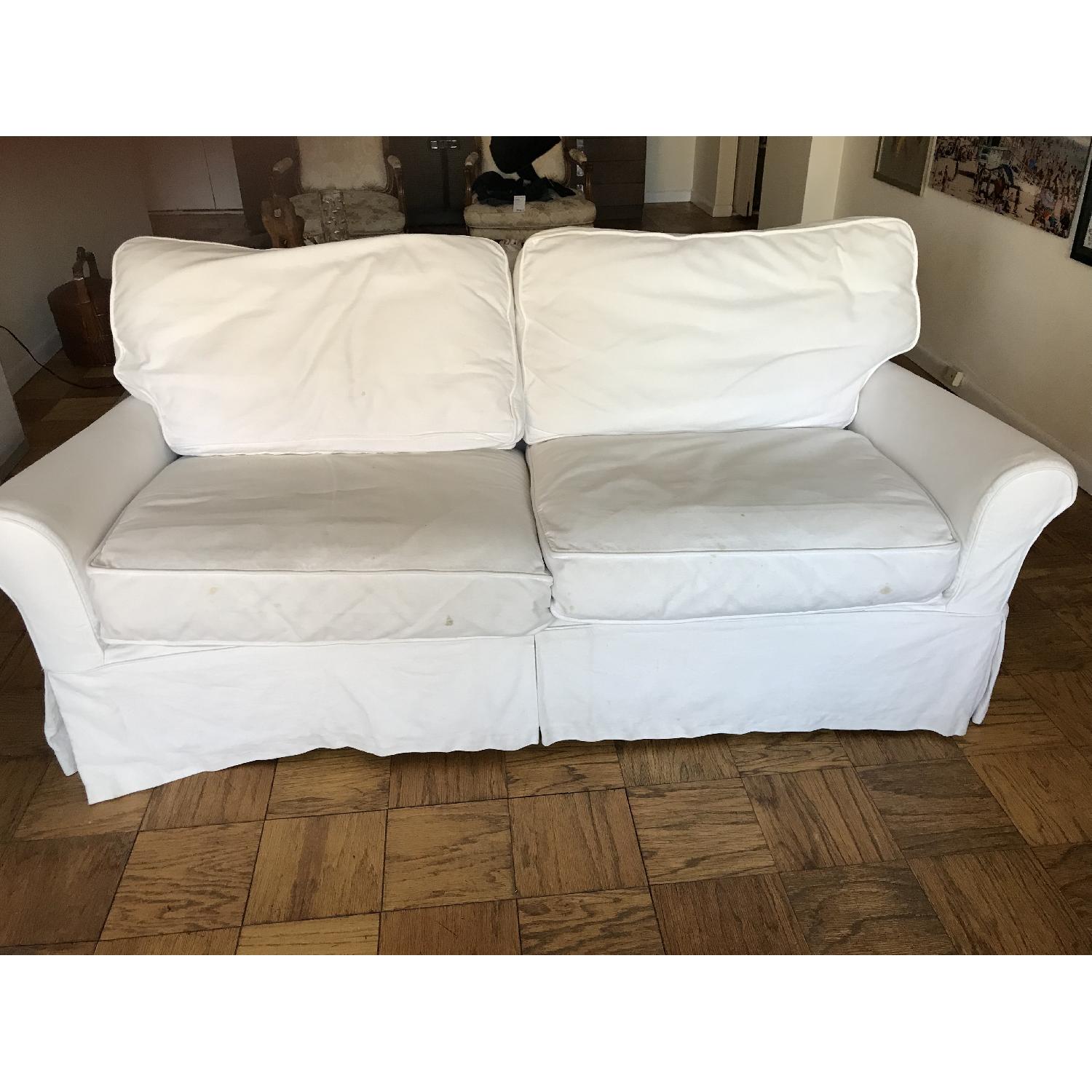 Crate & Barrel Slipcovered Queen Sleeper Sofa - image-0