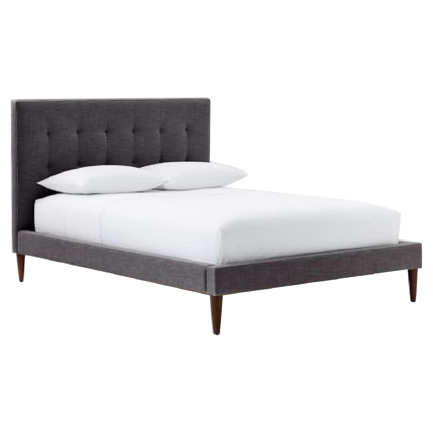 West Elm GridTufted Upholstered Tapered Leg Bed AptDeco