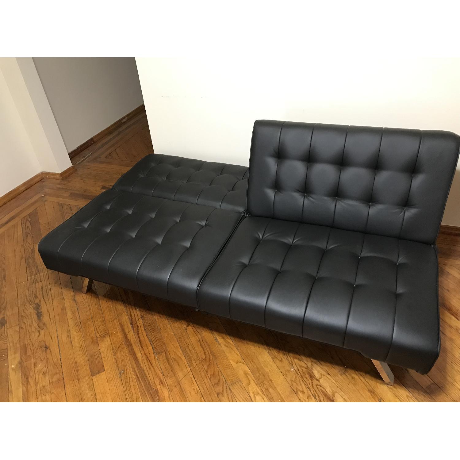 DHP Emily Black Faux Leather Convertible Futon - image-2