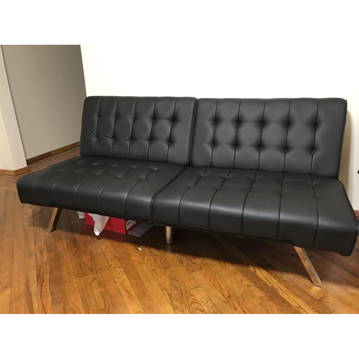 DHP Emily Black Faux Leather Convertible Futon - image-3