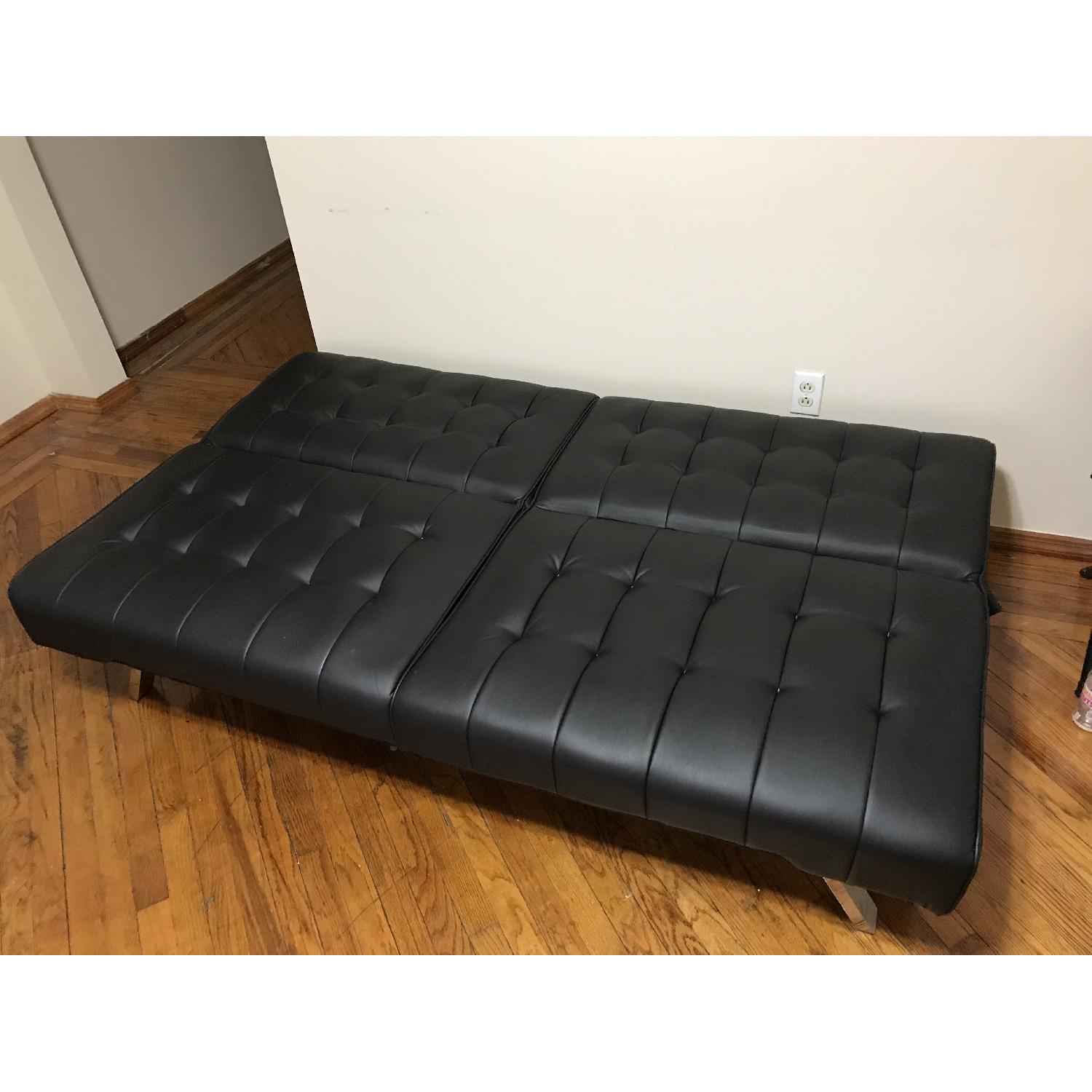 DHP Emily Black Faux Leather Convertible Futon - image-4