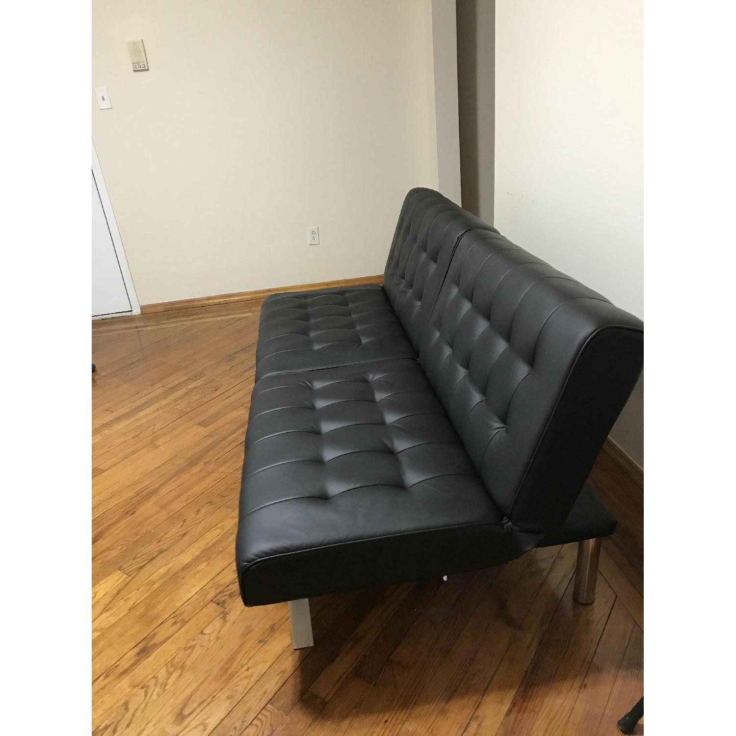DHP Emily Black Faux Leather Convertible Futon - image-6