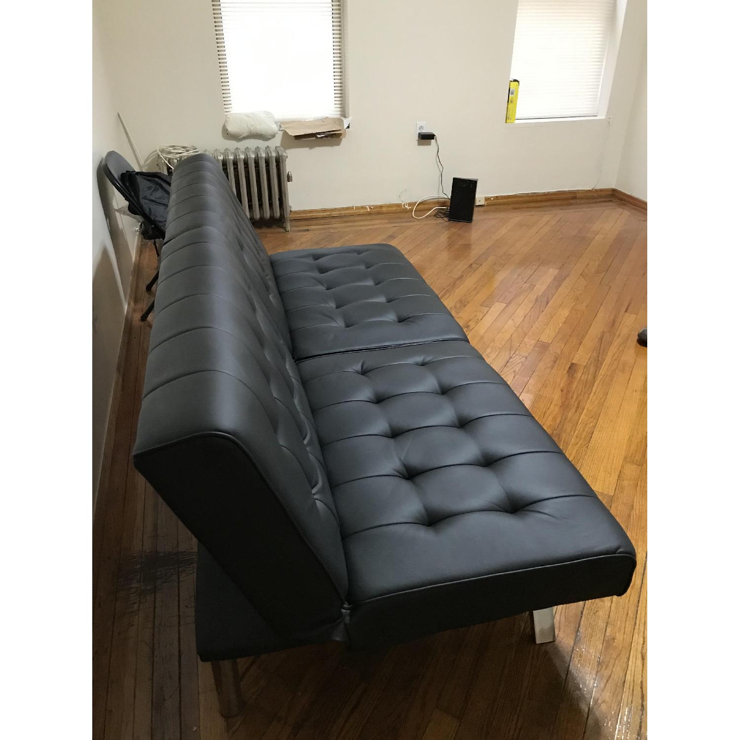 DHP Emily Black Faux Leather Convertible Futon - image-7