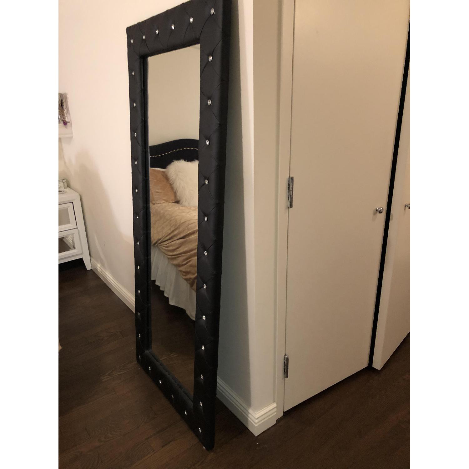 Silver Orchid Porten Black Crystal Tufted Floor Mirror - image-2