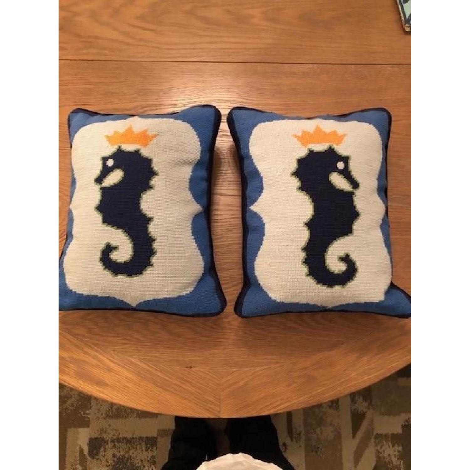Jonathan Adler Needlepoint Seahorse Pillows Aptdeco