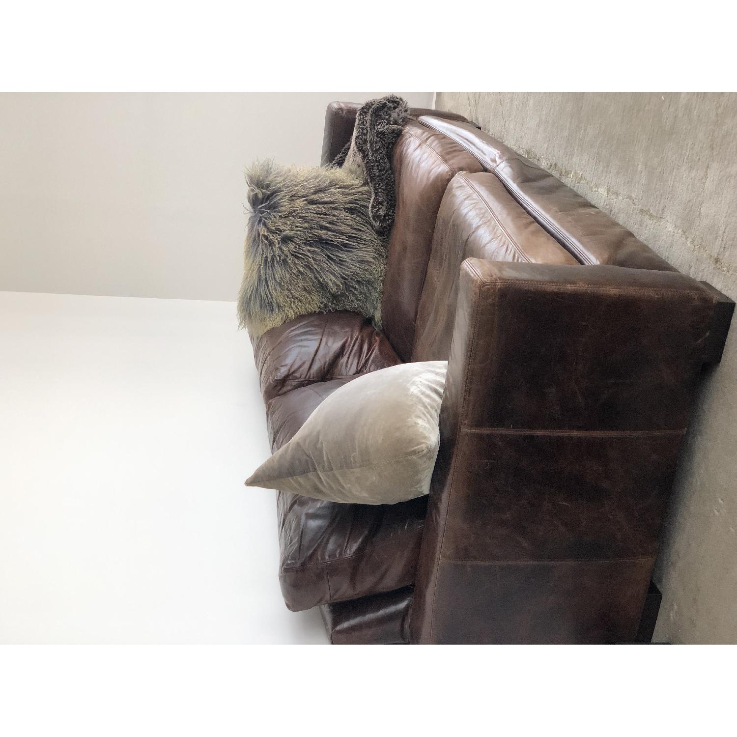 Restoration Hardware Maxwell Brown Leather Sofa - image-3