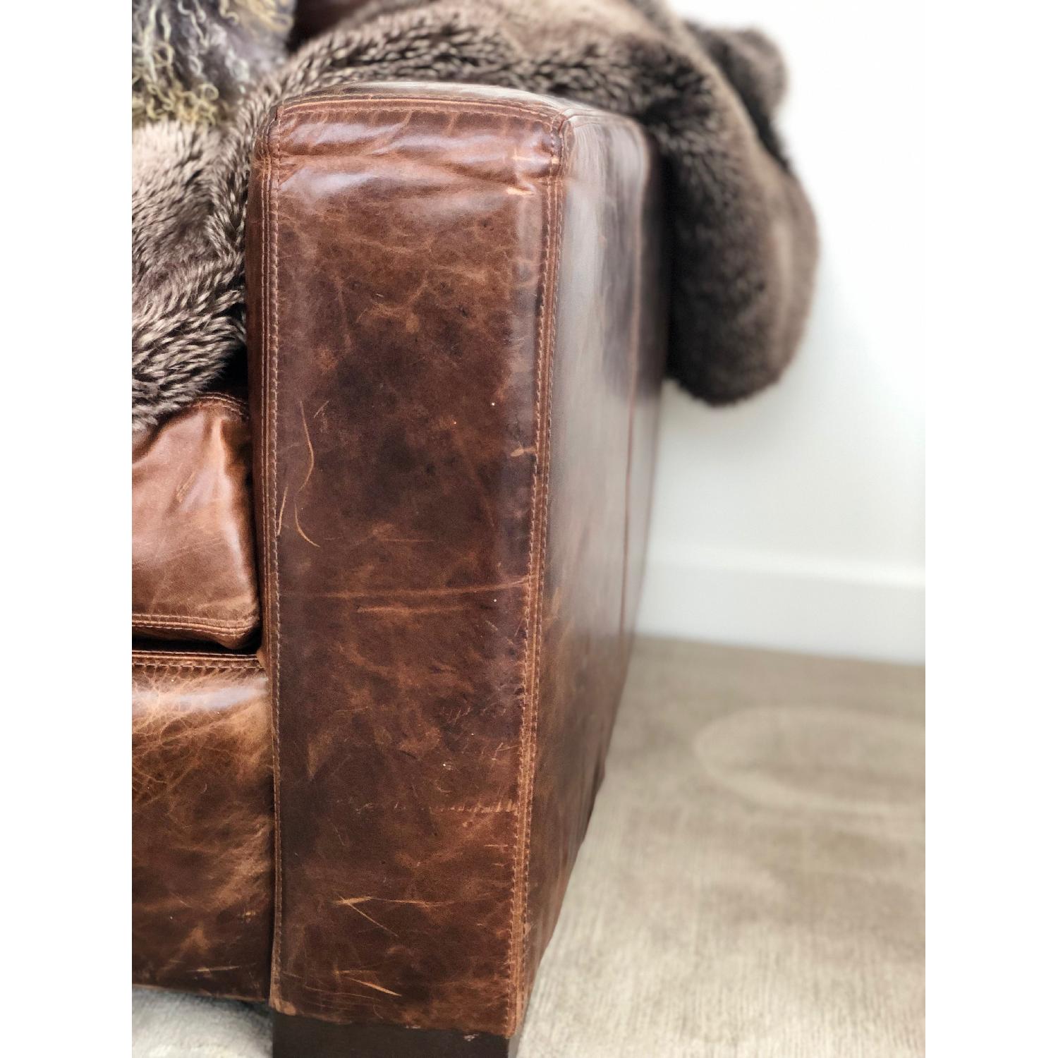 Restoration Hardware Maxwell Brown Leather Sofa - image-4